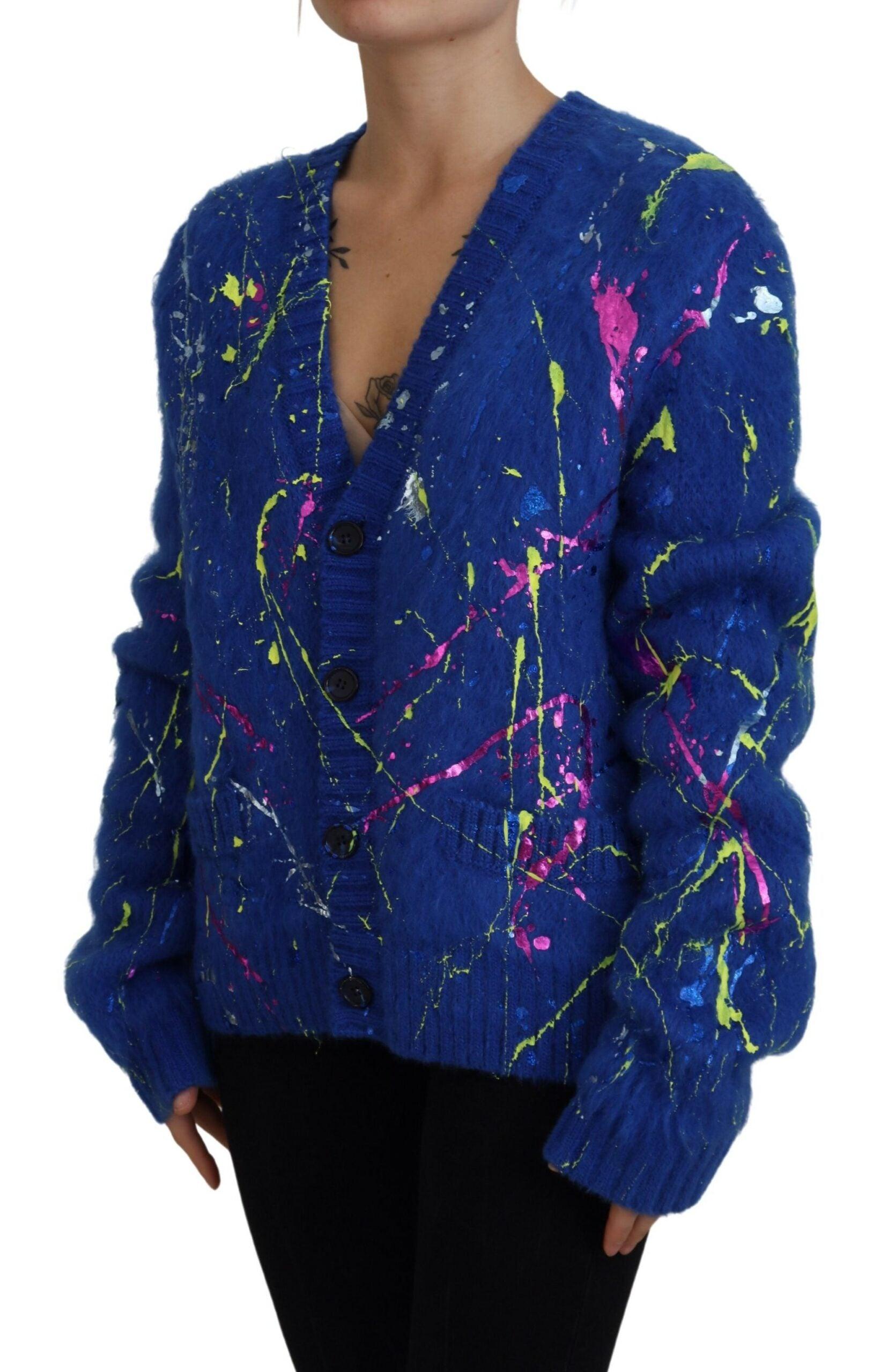 Dolce & Gabbana Elegant Multicolor Splash Mohair Cardigan - Arichezz.store