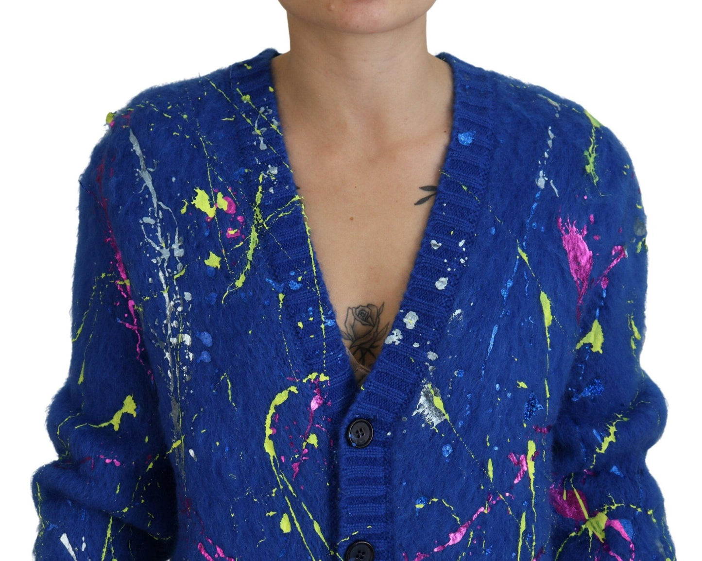 Dolce & Gabbana Elegant Multicolor Splash Mohair Cardigan - Arichezz.store