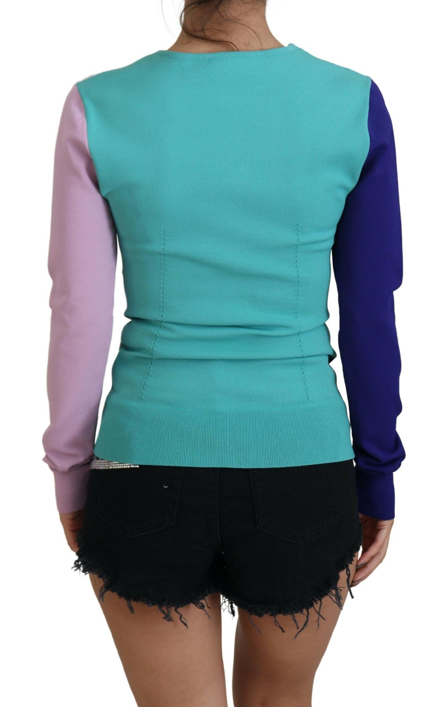 Dolce & Gabbana Chic Multicolor V-Neck Pullover Sweater - Arichezz.store