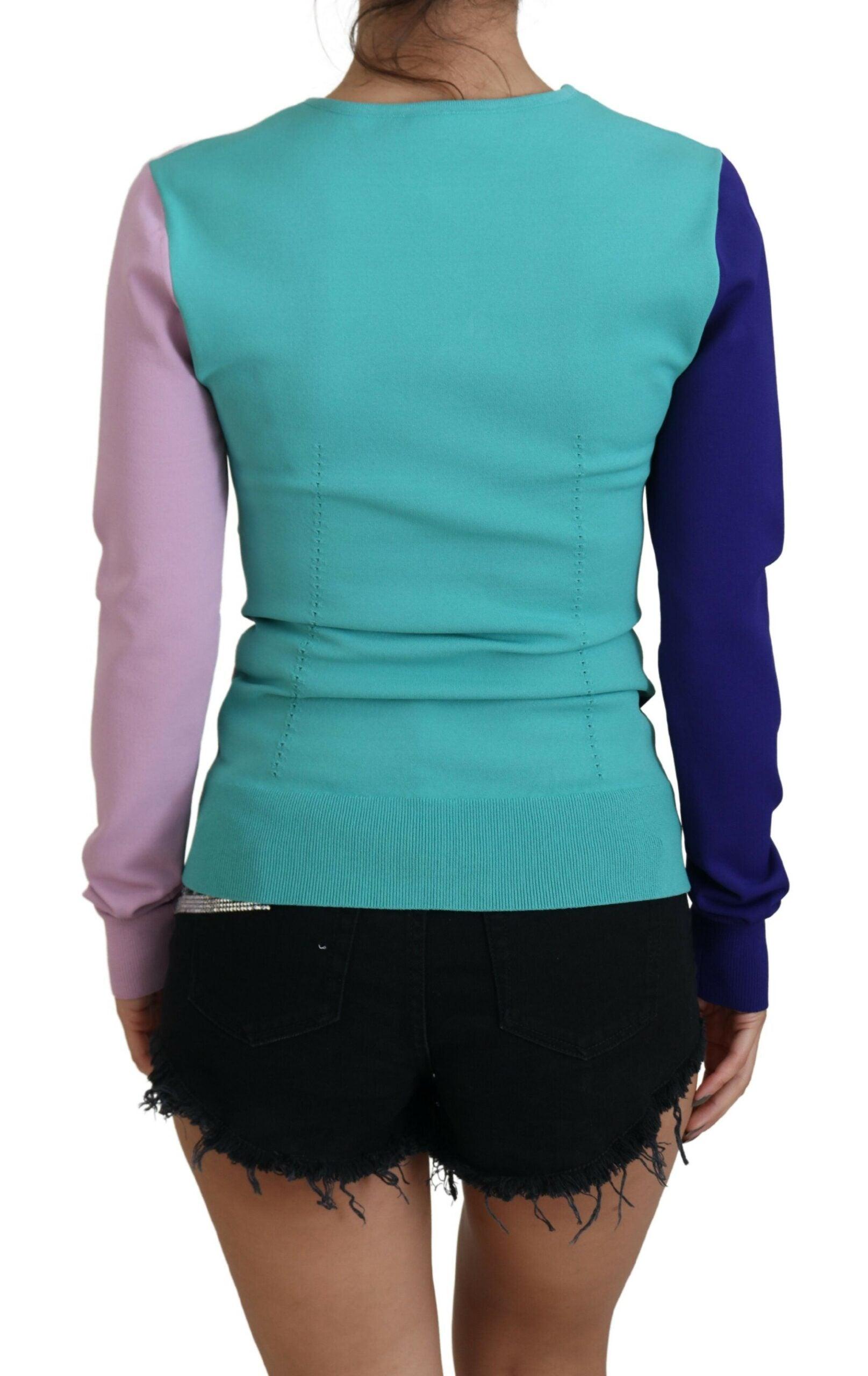 Dolce & Gabbana Chic Multicolor V-Neck Pullover Sweater - Arichezz.store