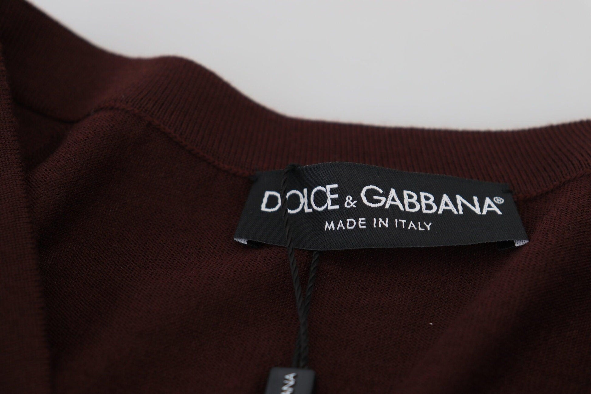 Dolce & Gabbana Chic Maroon V-Neck Wool Cardigan - Arichezz.store