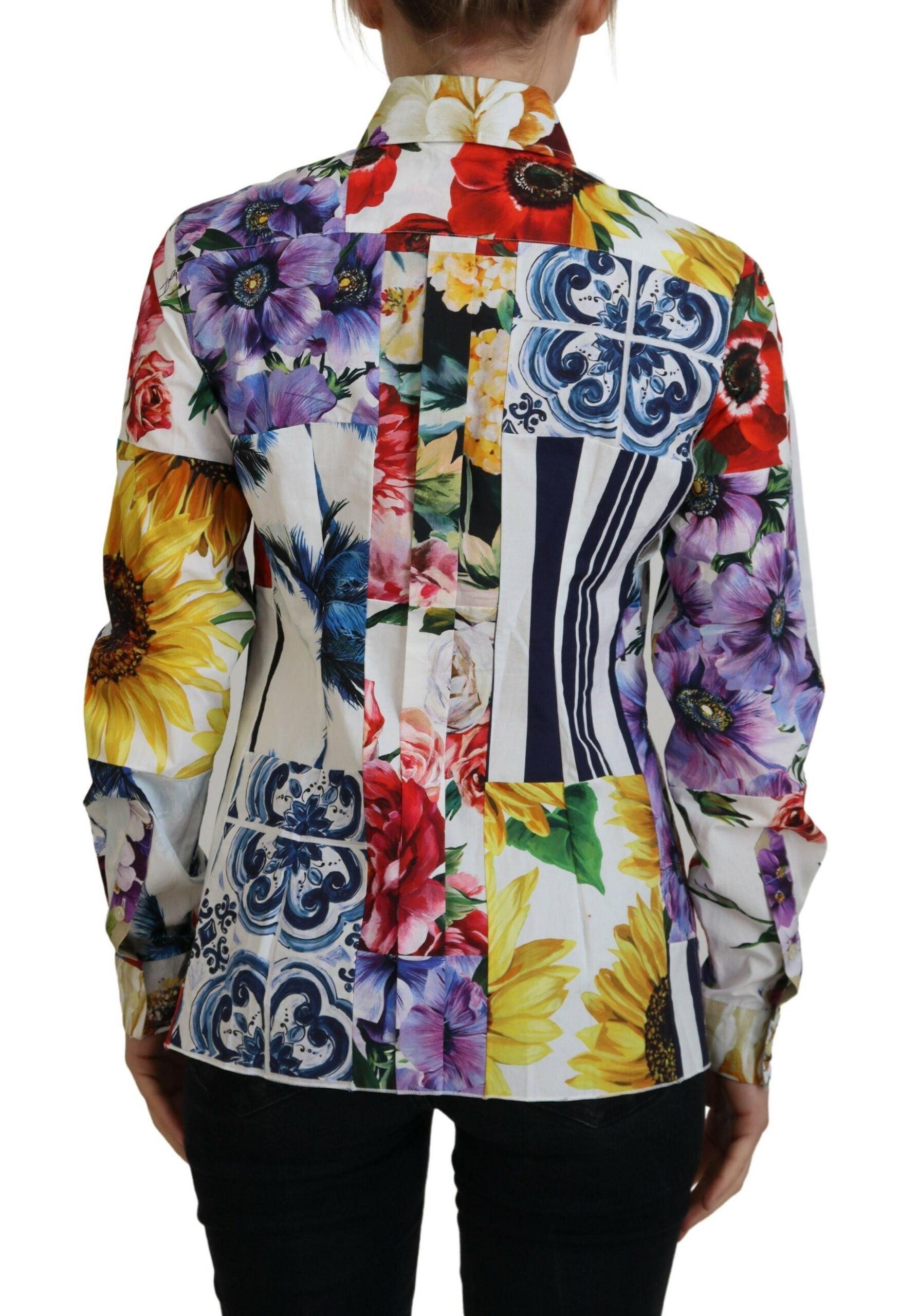 Dolce & Gabbana Elegant Floral Cotton Long Sleeve Top - Arichezz.store