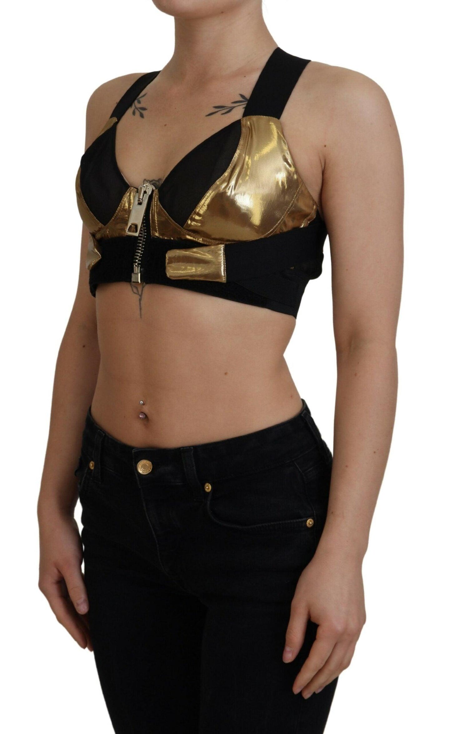 Dolce & Gabbana Elegant Cropped Top with Front Zipper - Arichezz.store