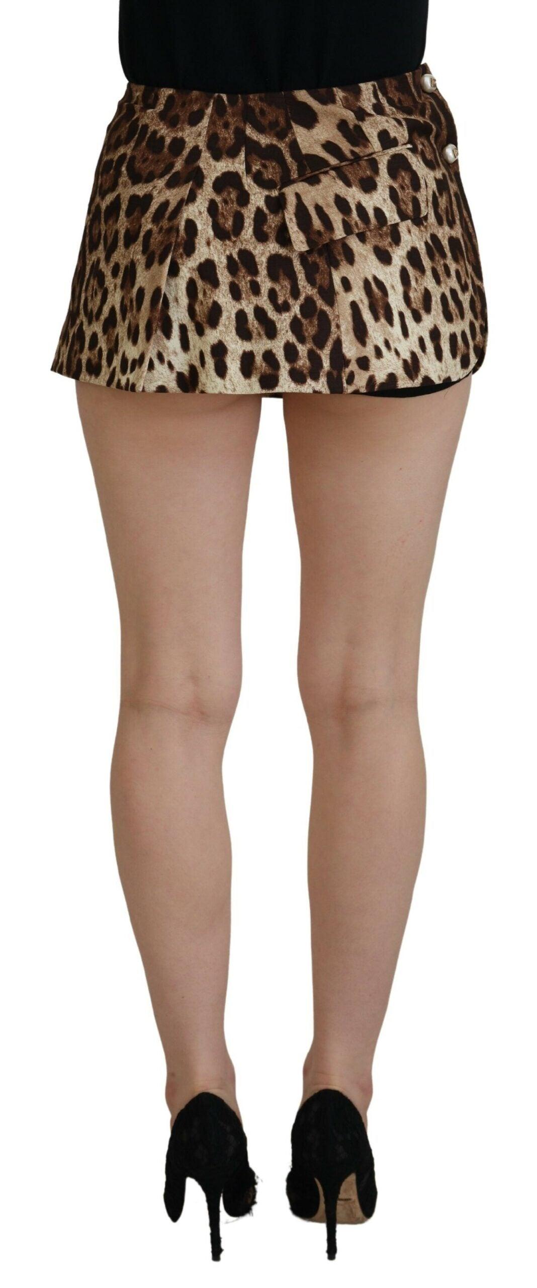 Dolce & Gabbana High Waist Leopard Mini Skirt - Arichezz.store