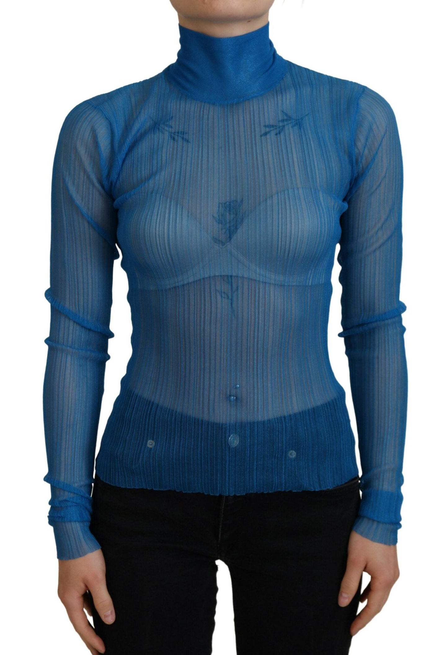 Dolce & Gabbana Elegant Blue Mesh Blouse Top - Arichezz.store