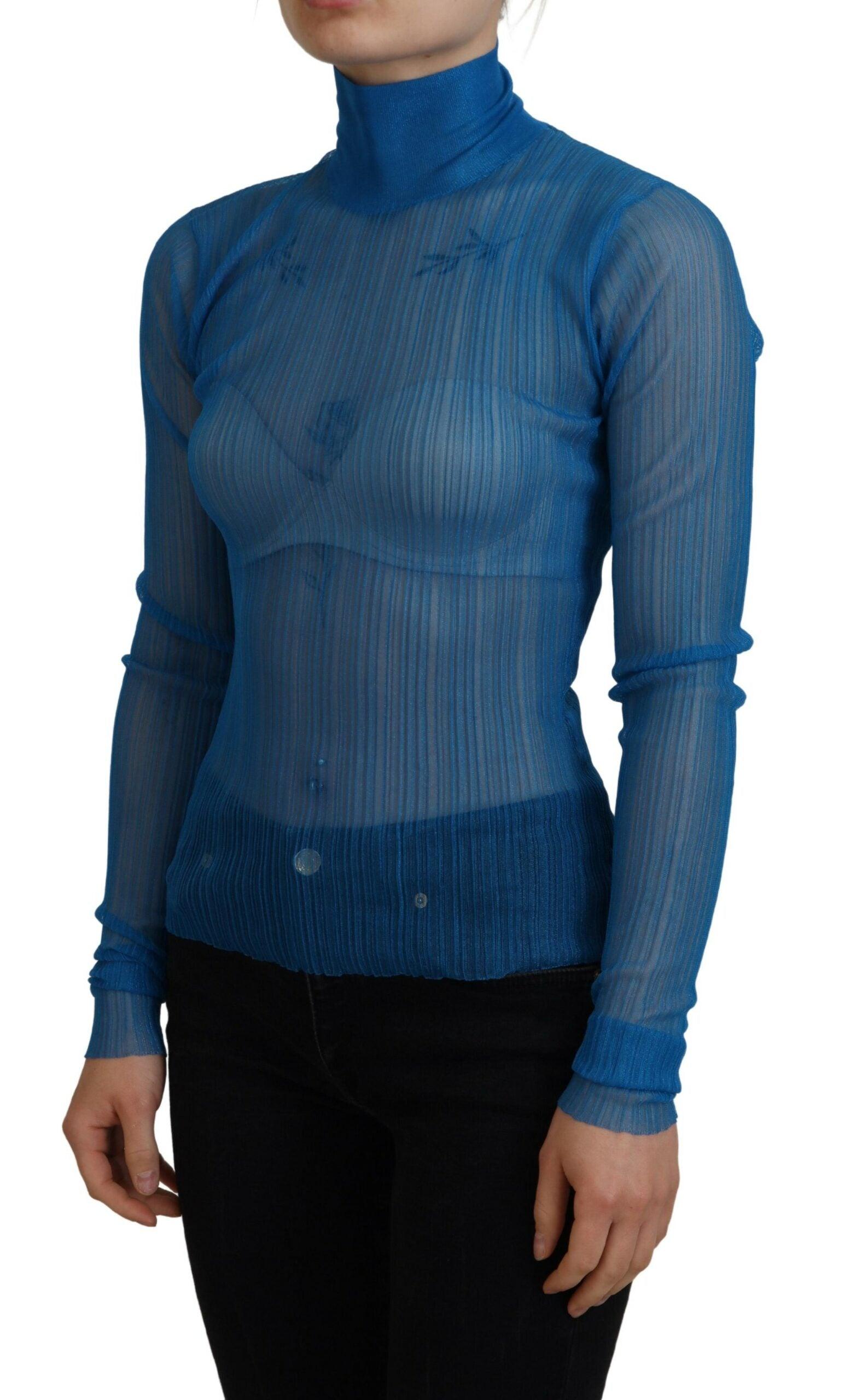 Dolce & Gabbana Elegant Blue Mesh Blouse Top - Arichezz.store