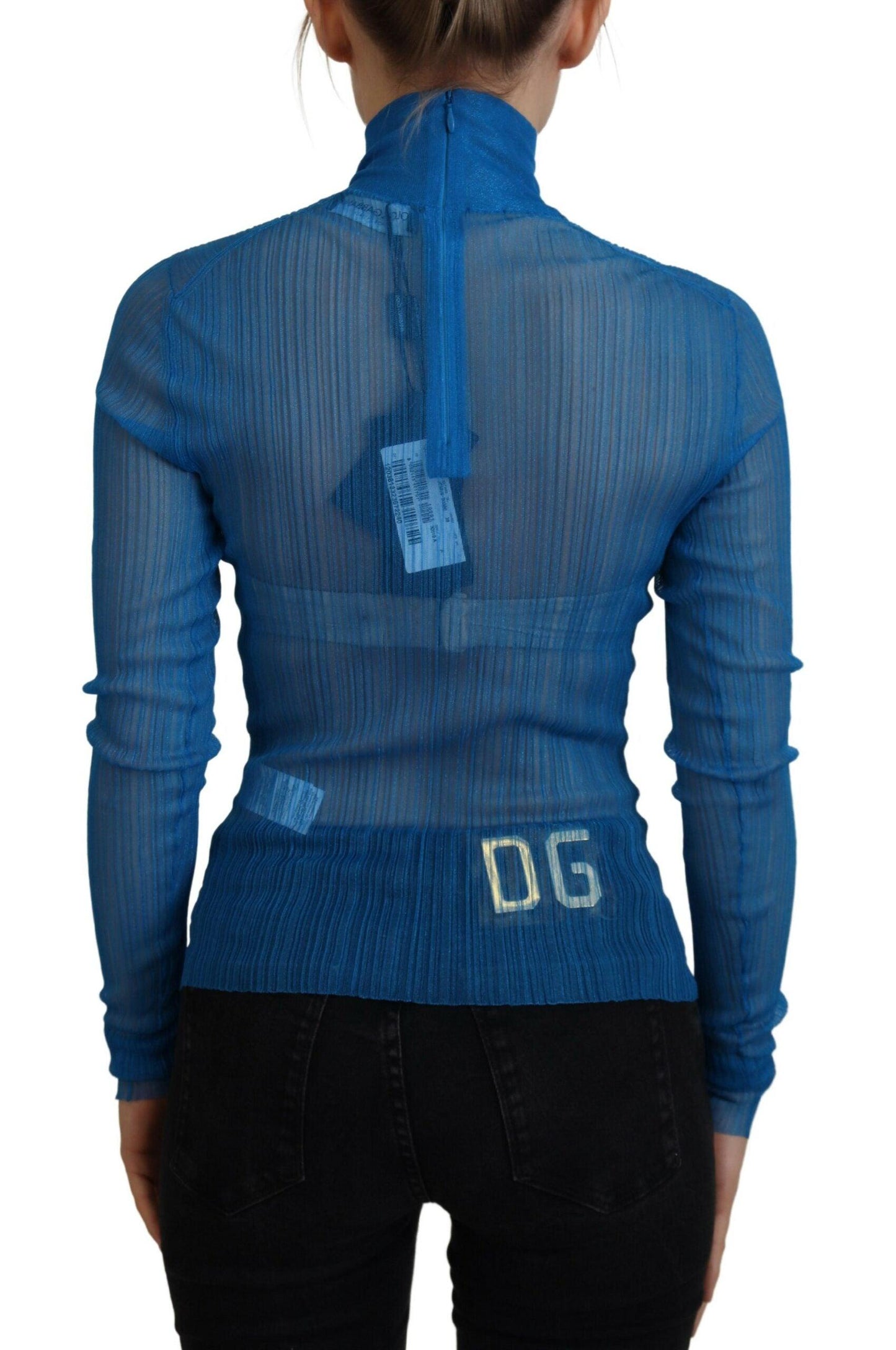 Dolce & Gabbana Elegant Blue Mesh Blouse Top - Arichezz.store