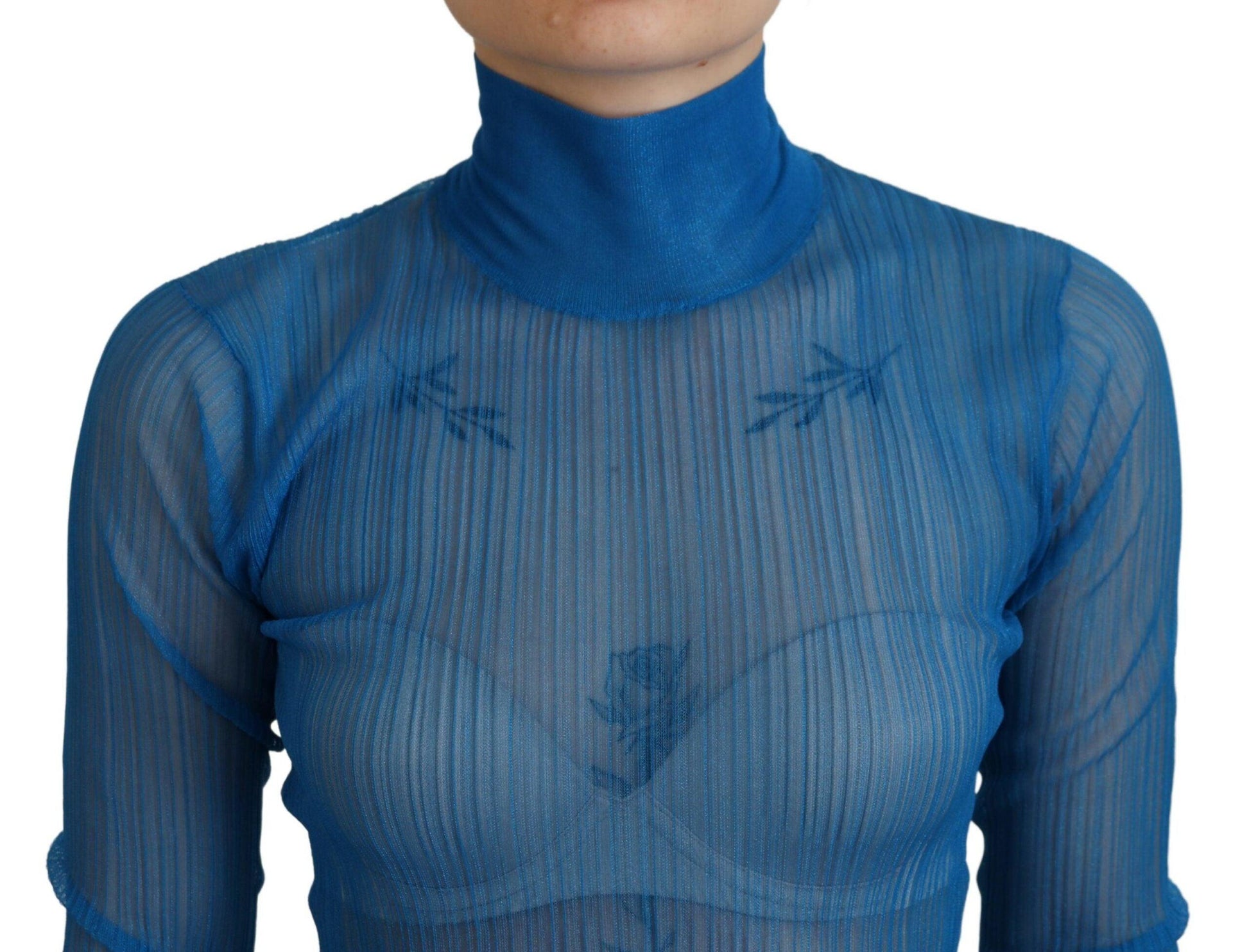 Dolce & Gabbana Elegant Blue Mesh Blouse Top - Arichezz.store