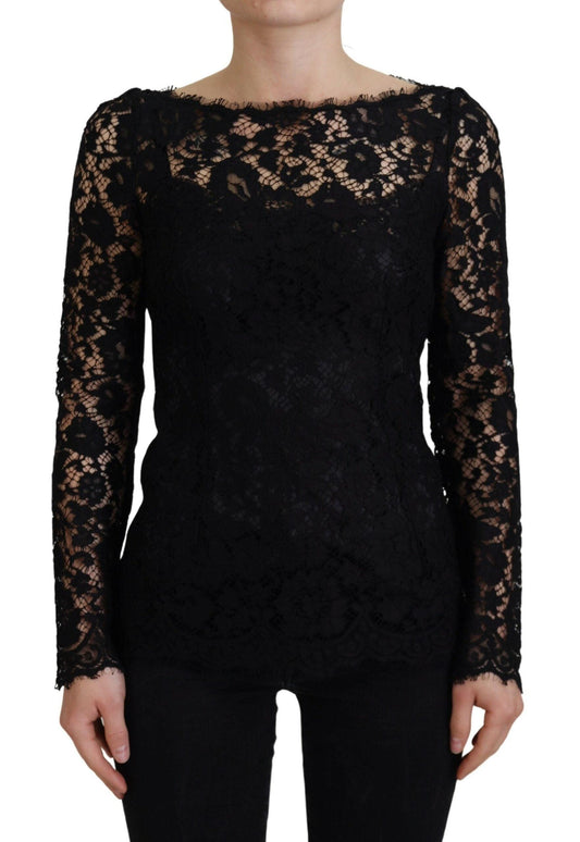 Dolce & Gabbana Elegant Floral Lace Long Sleeve Top - Arichezz.store