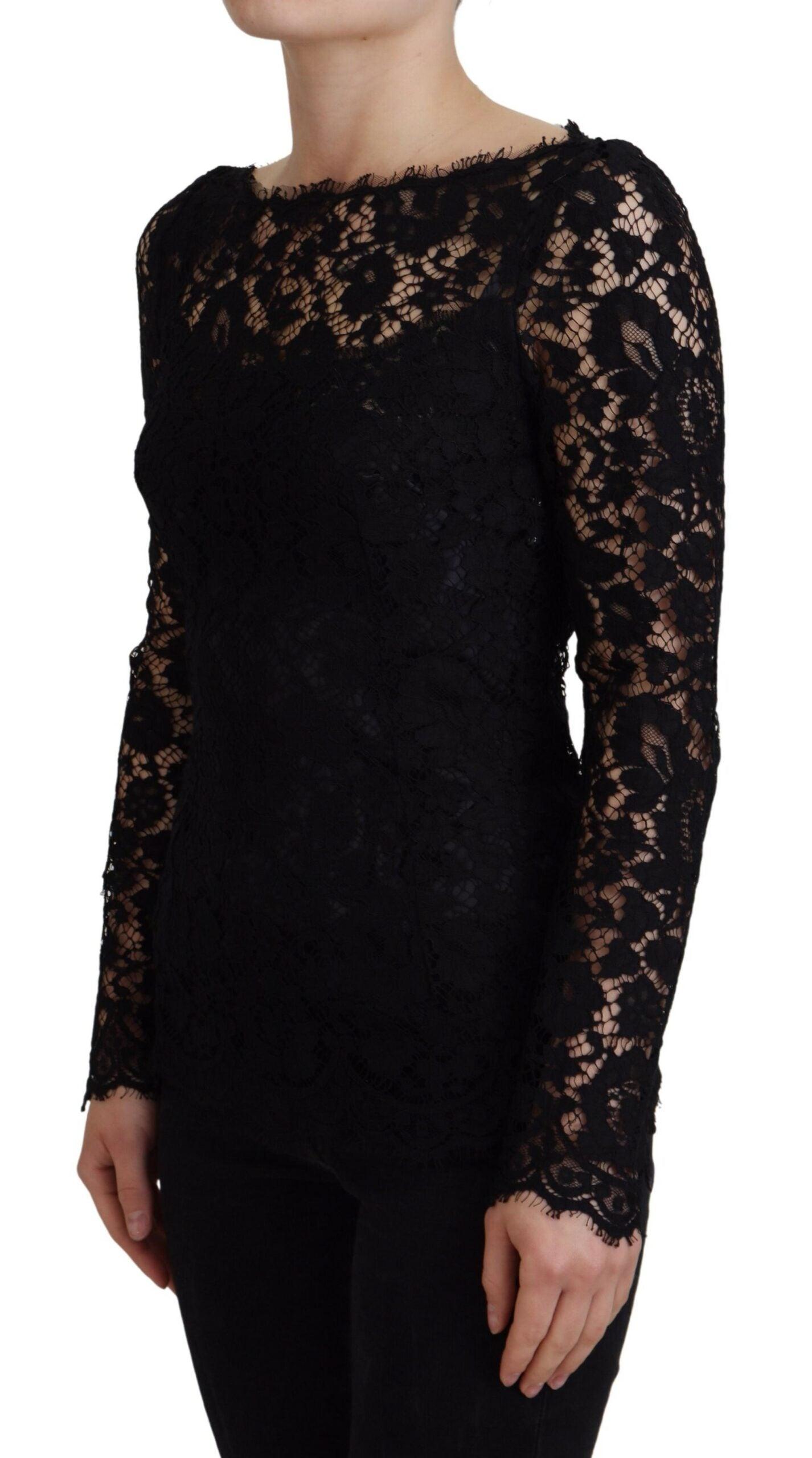 Dolce & Gabbana Elegant Floral Lace Long Sleeve Top - Arichezz.store