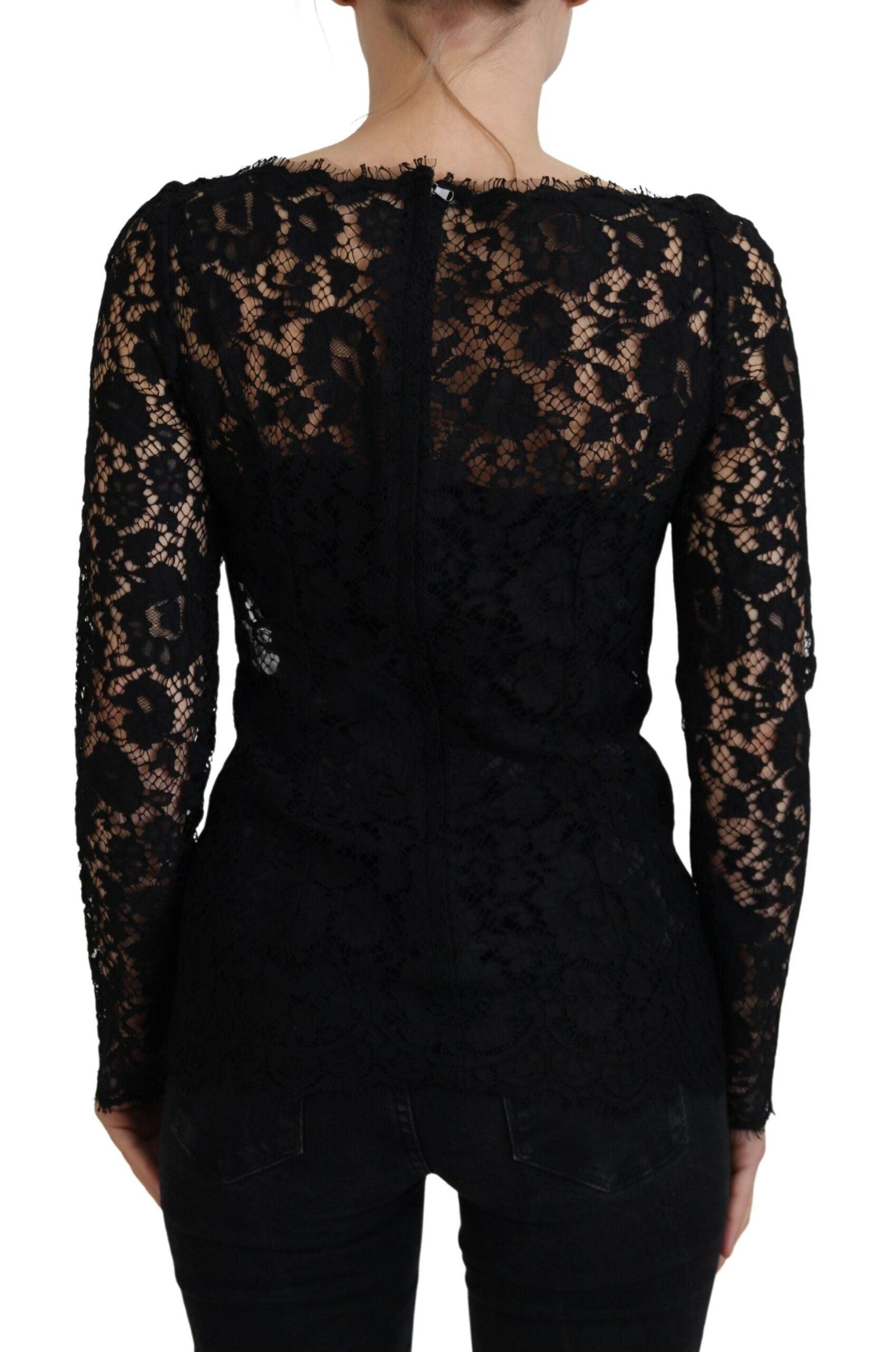 Dolce & Gabbana Elegant Floral Lace Long Sleeve Top - Arichezz.store