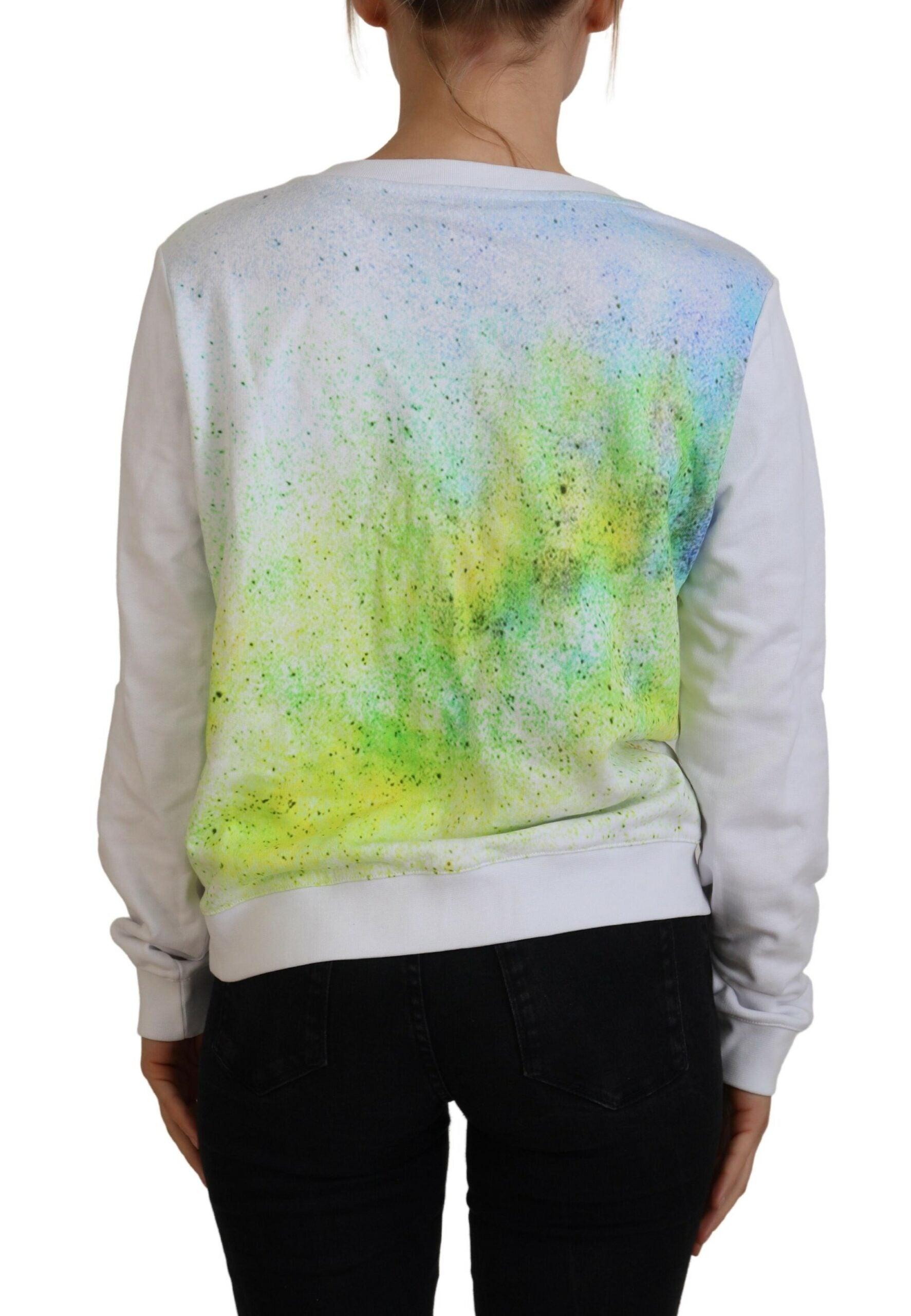 Versace Jeans Elegant White Graphic Crew Neck Sweater - Arichezz.store