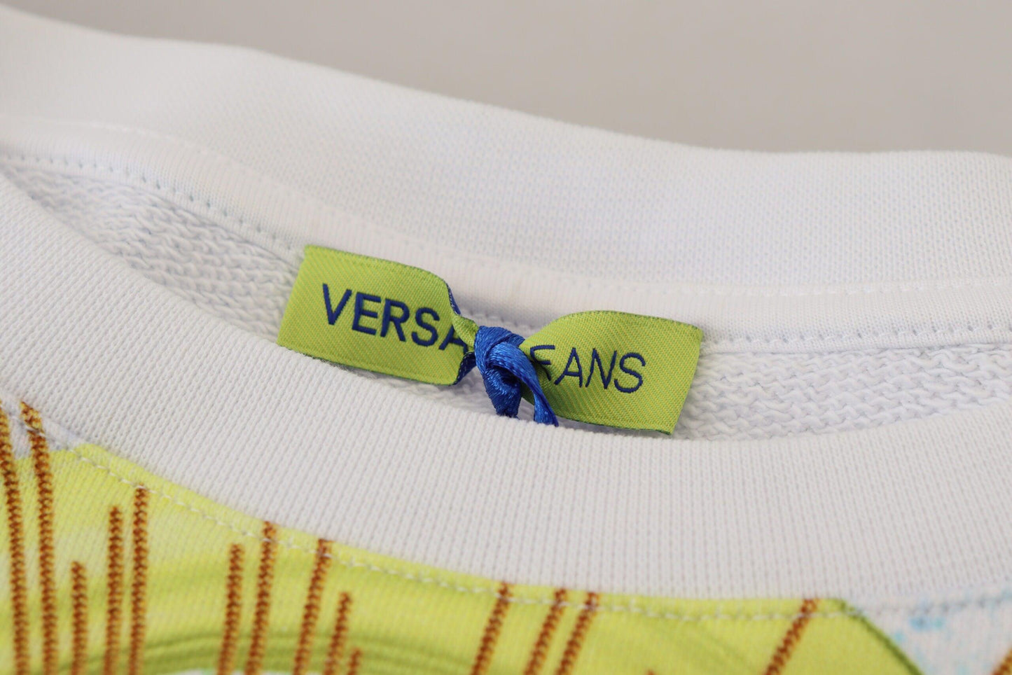 Versace Jeans Elegant White Graphic Crew Neck Sweater - Arichezz.store