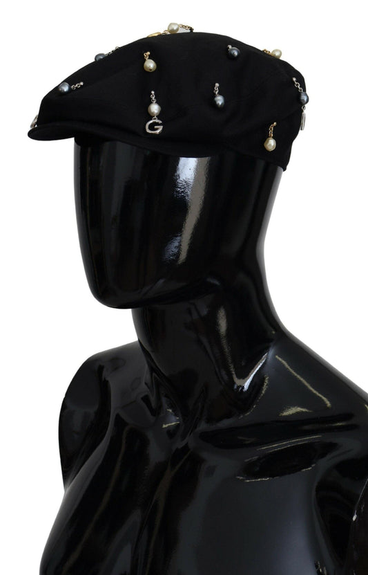 Dolce & Gabbana Elegant Black Cotton Newsboy Hat - Arichezz.store