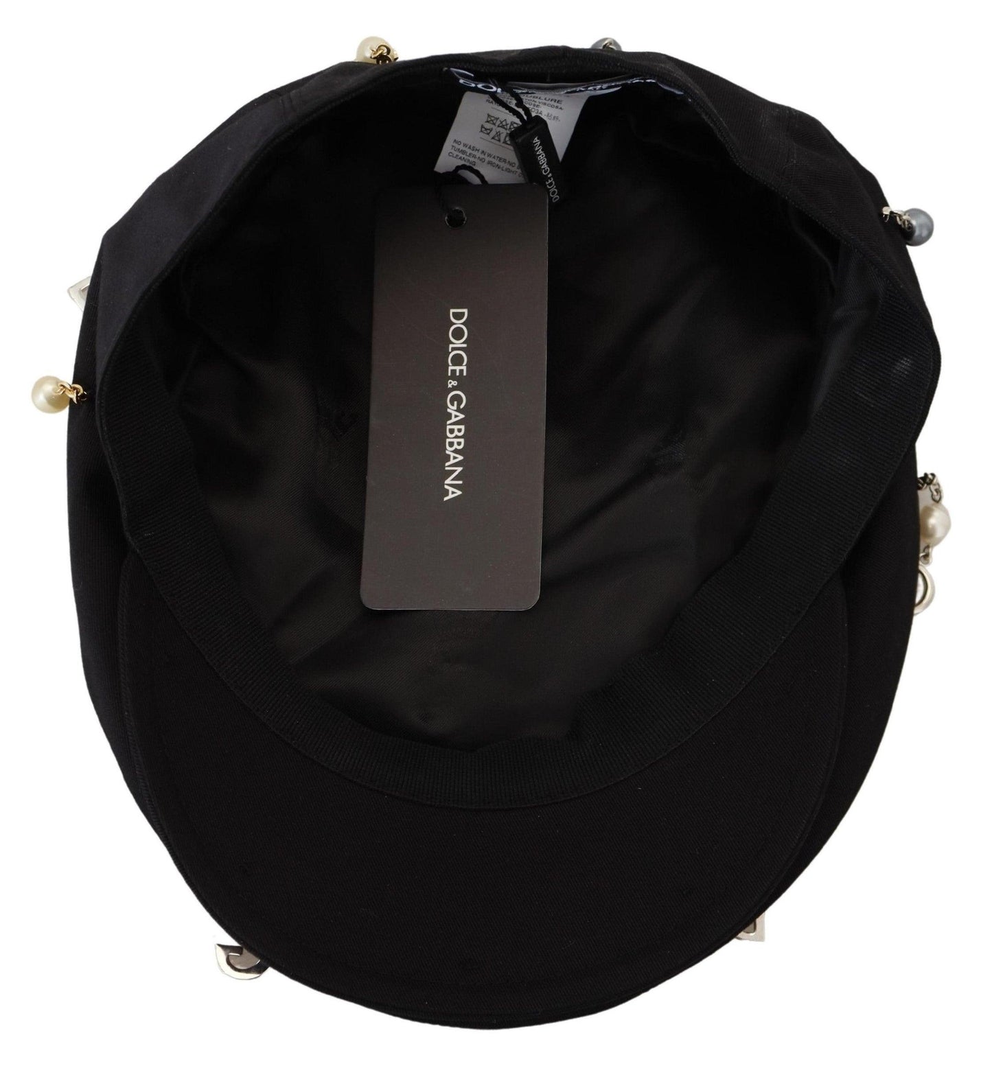 Dolce & Gabbana Elegant Black Cotton Newsboy Hat - Arichezz.store