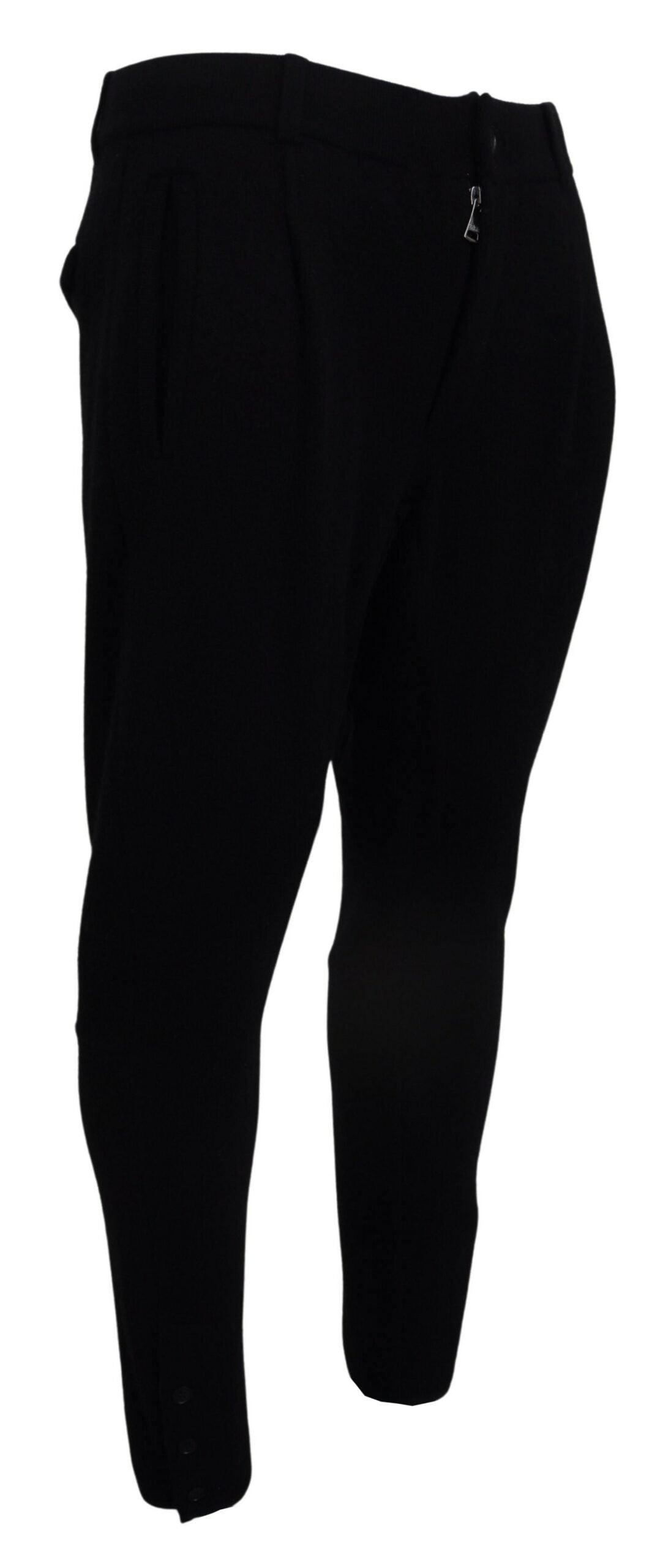 Dolce & Gabbana Elegant Black Tapered Wool Trousers - Arichezz.store