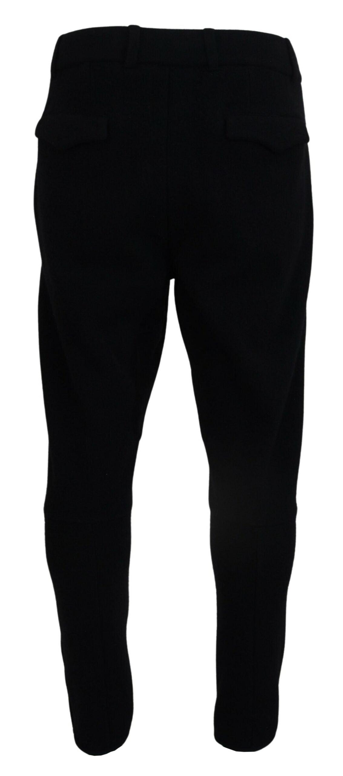 Dolce & Gabbana Elegant Black Tapered Wool Trousers - Arichezz.store