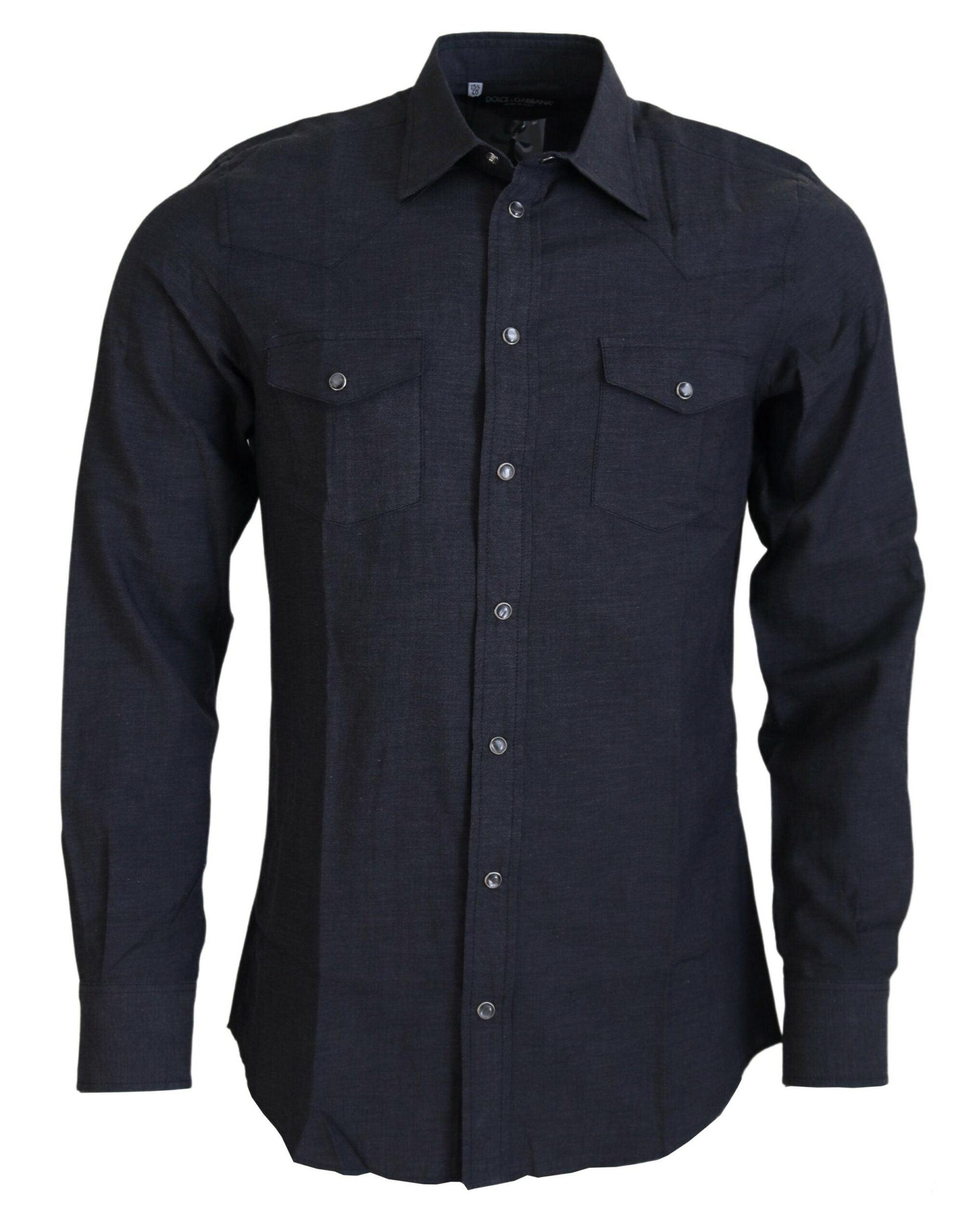 Dolce & Gabbana Elegant Gray Cotton Collared Shirt - Arichezz.store