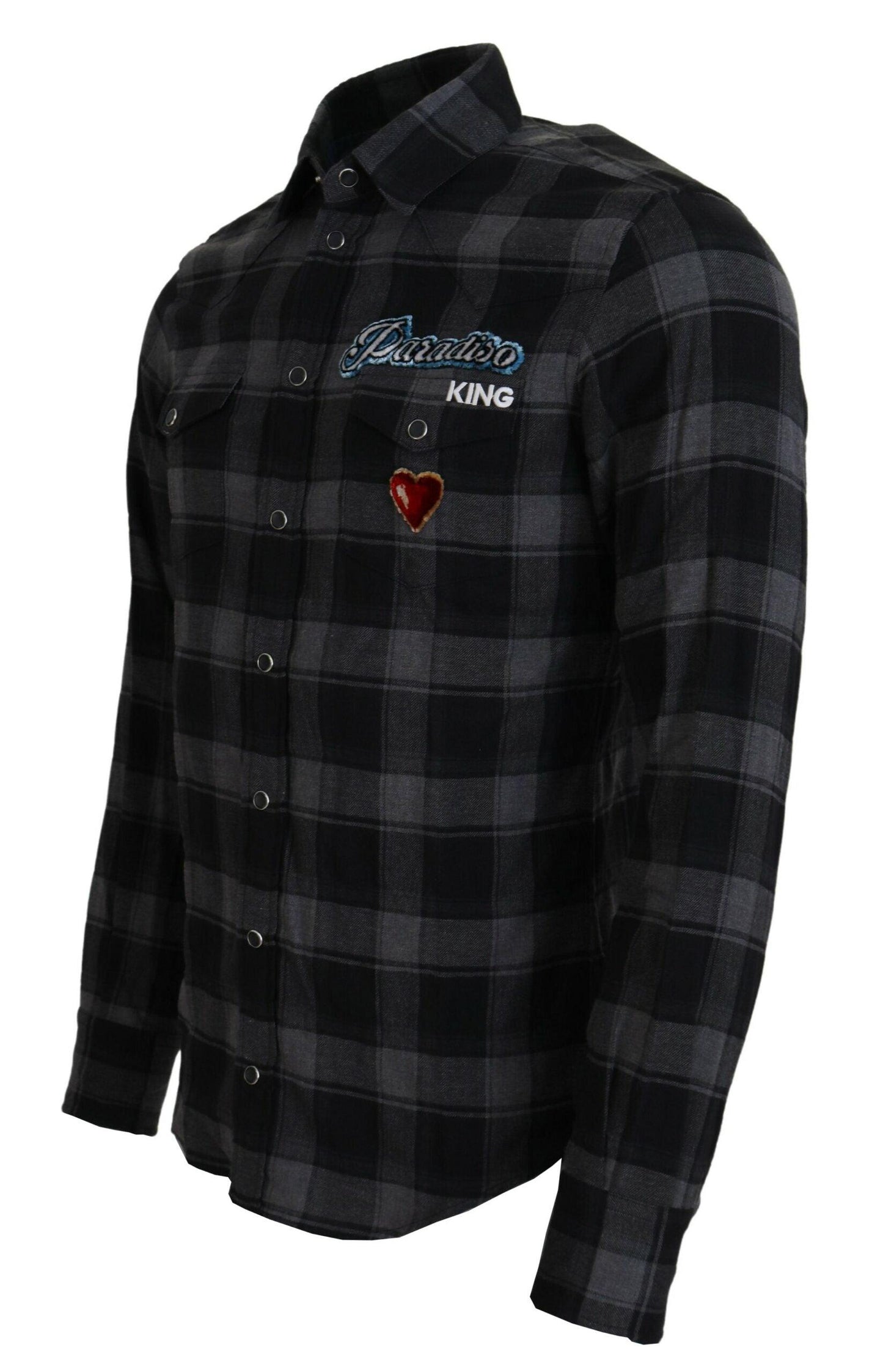 Dolce & Gabbana Elegant Black and Gray Button Down Shirt - Arichezz.store