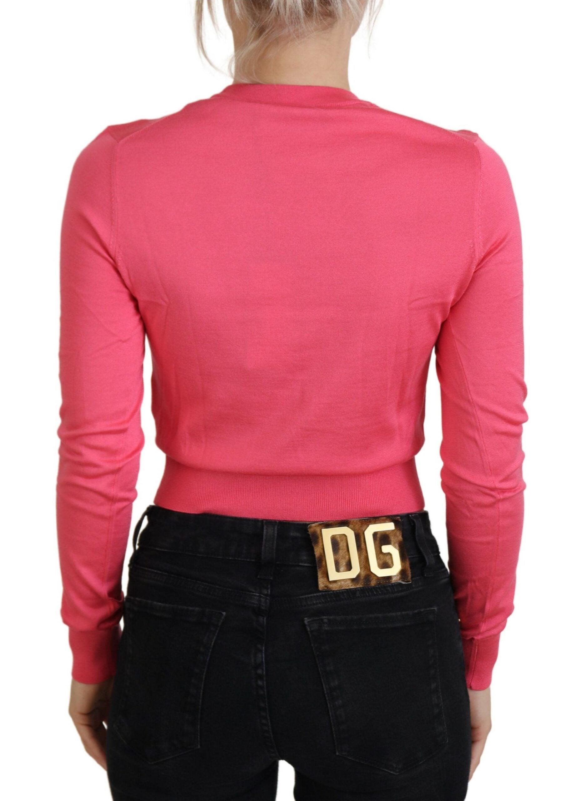 Dolce & Gabbana Elegant Pink Cropped Crewneck Sweater - Arichezz.store