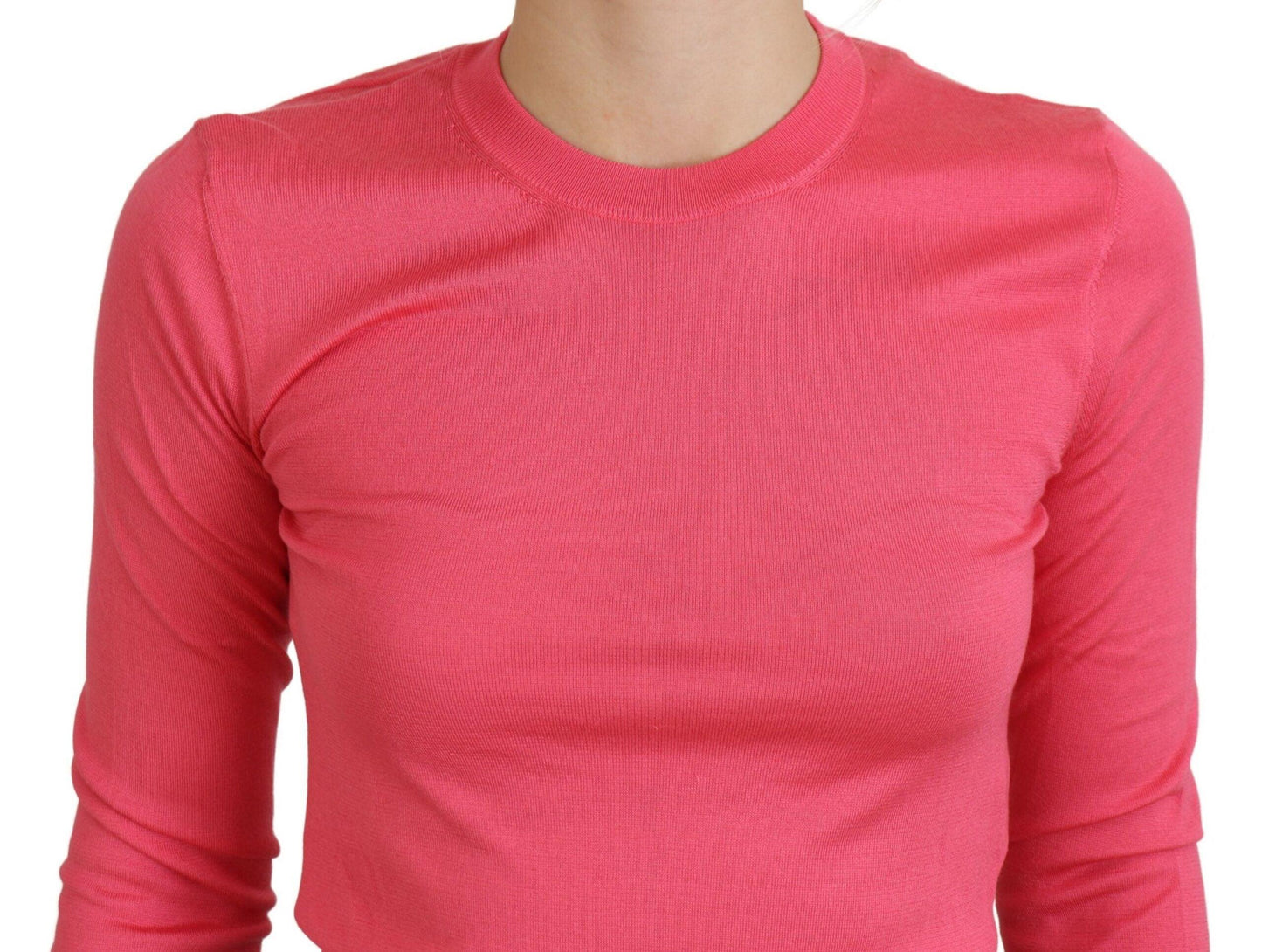 Dolce & Gabbana Elegant Pink Cropped Crewneck Sweater - Arichezz.store