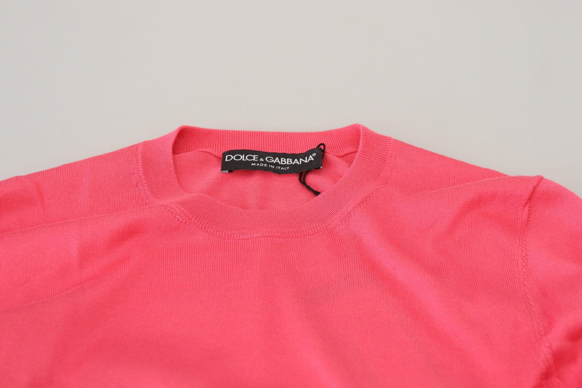 Dolce & Gabbana Elegant Pink Cropped Crewneck Sweater - Arichezz.store