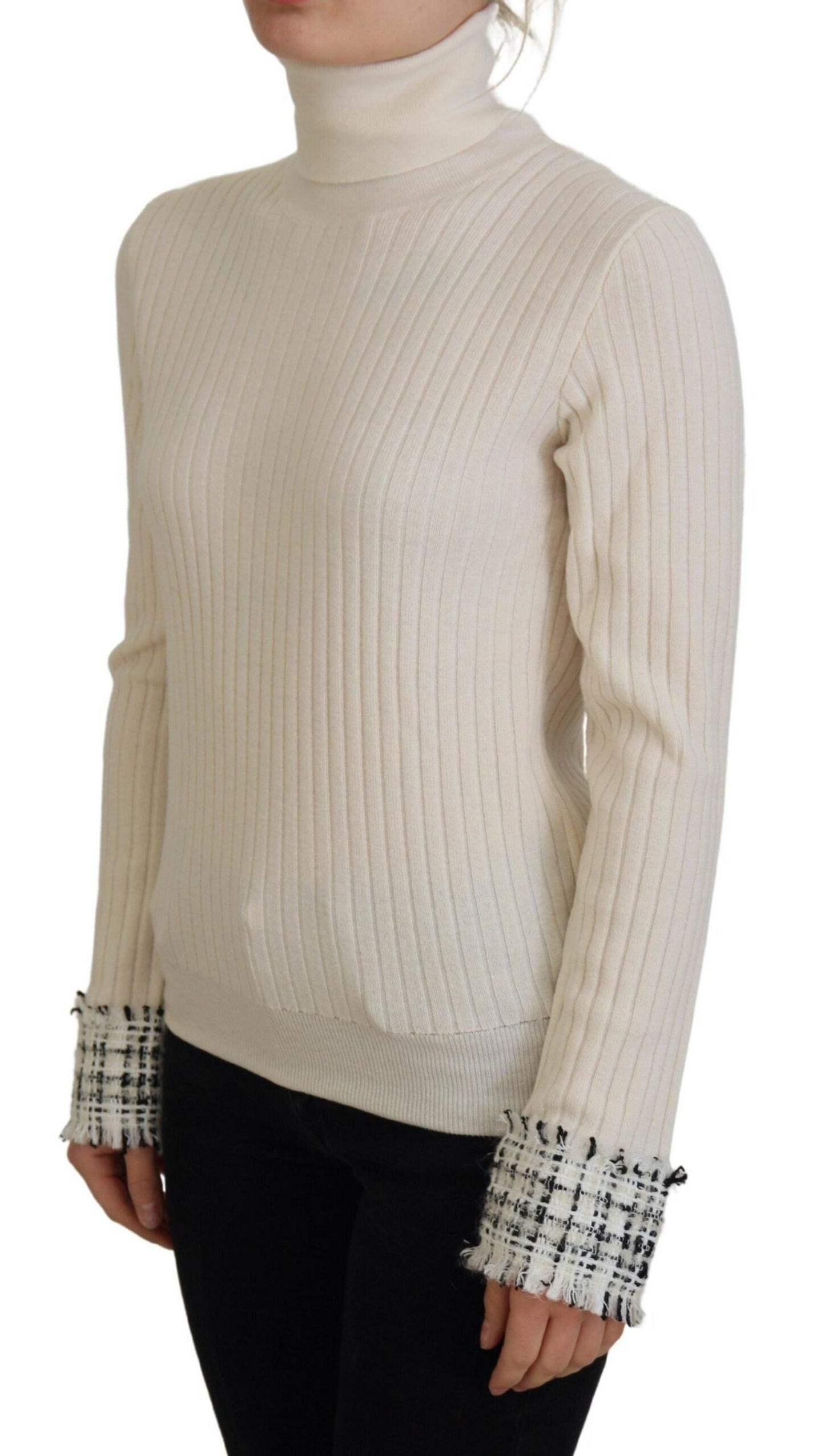 Dolce & Gabbana Ivory Turtleneck Wool Blend Sweater - Arichezz.store