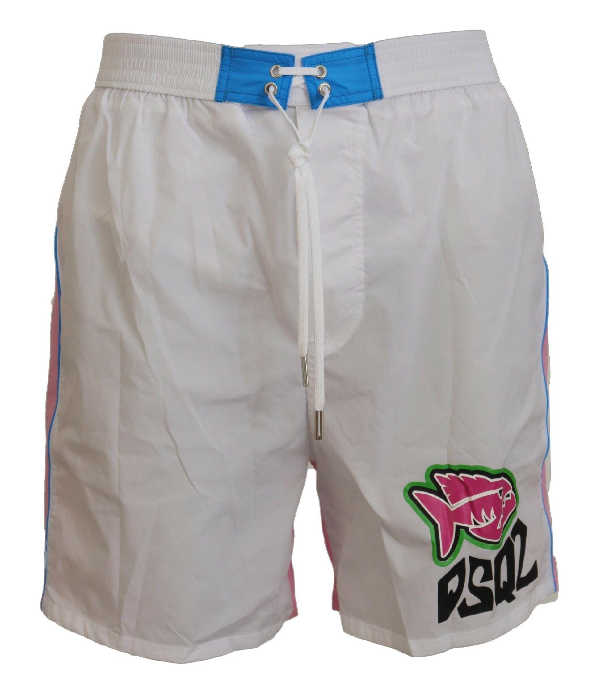 Dsquared² Chic White & Pink Print Swim Shorts - Arichezz.store