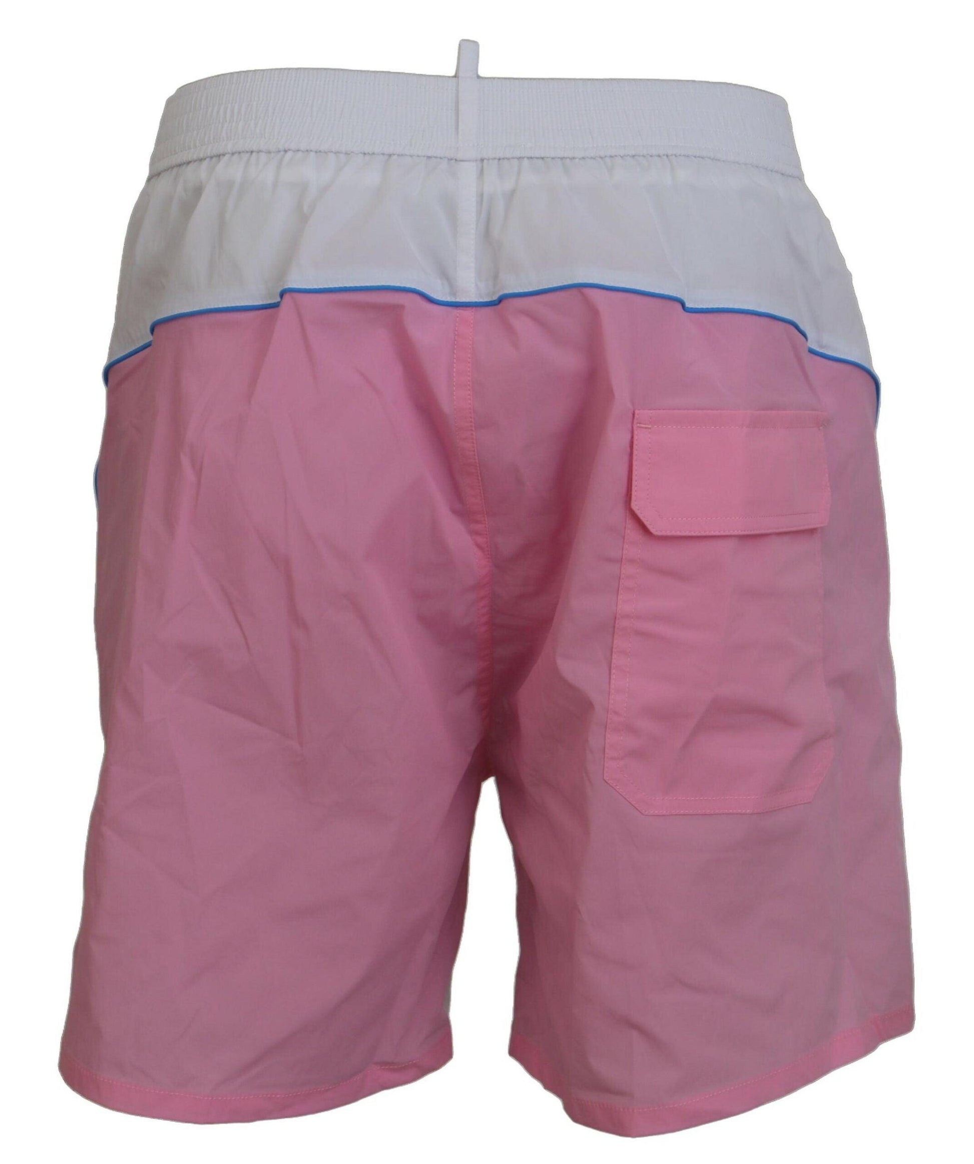 Dsquared² Chic White & Pink Print Swim Shorts - Arichezz.store