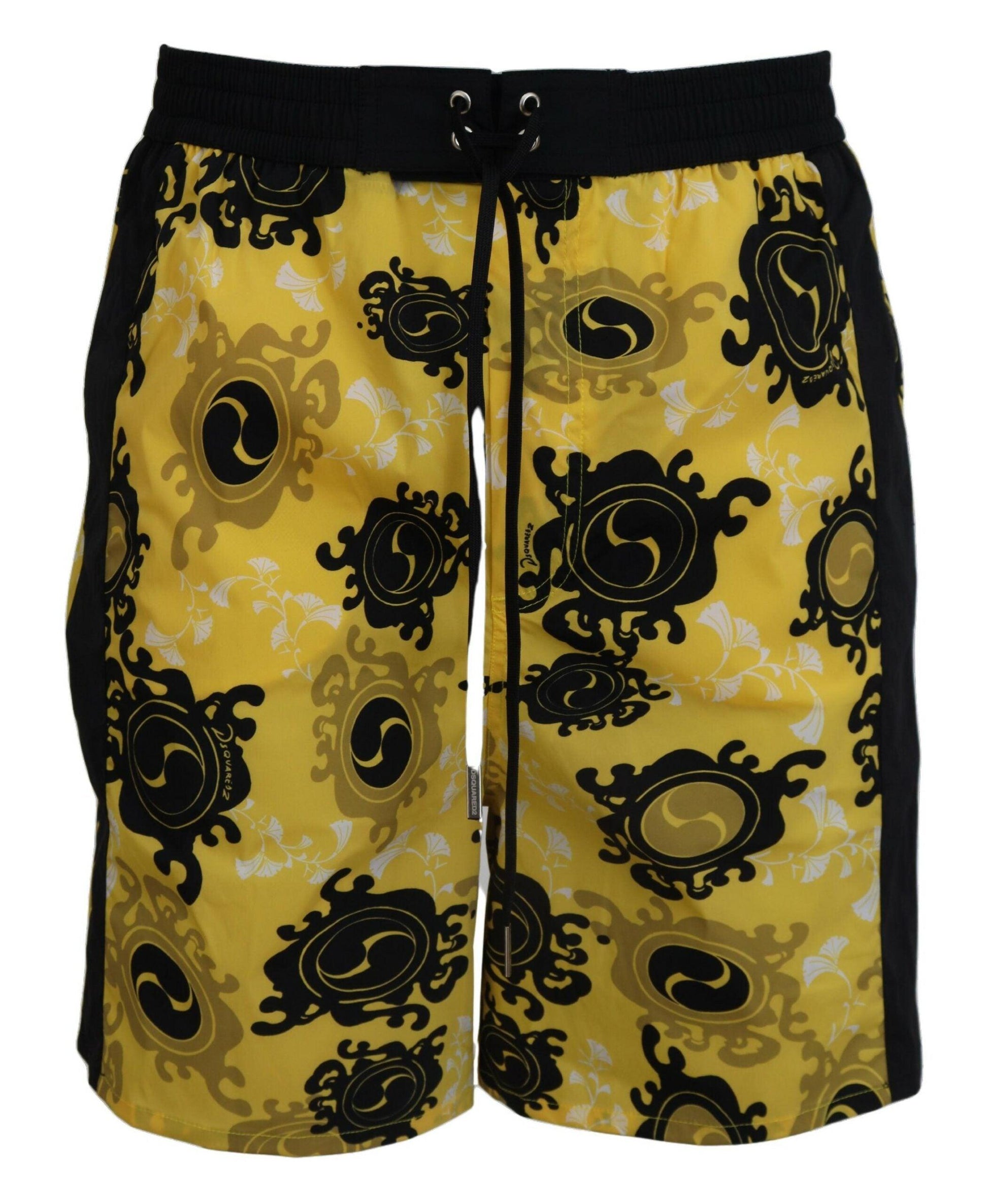 Dsquared² Yellow Block Print Swim Shorts Boxer - Arichezz.store