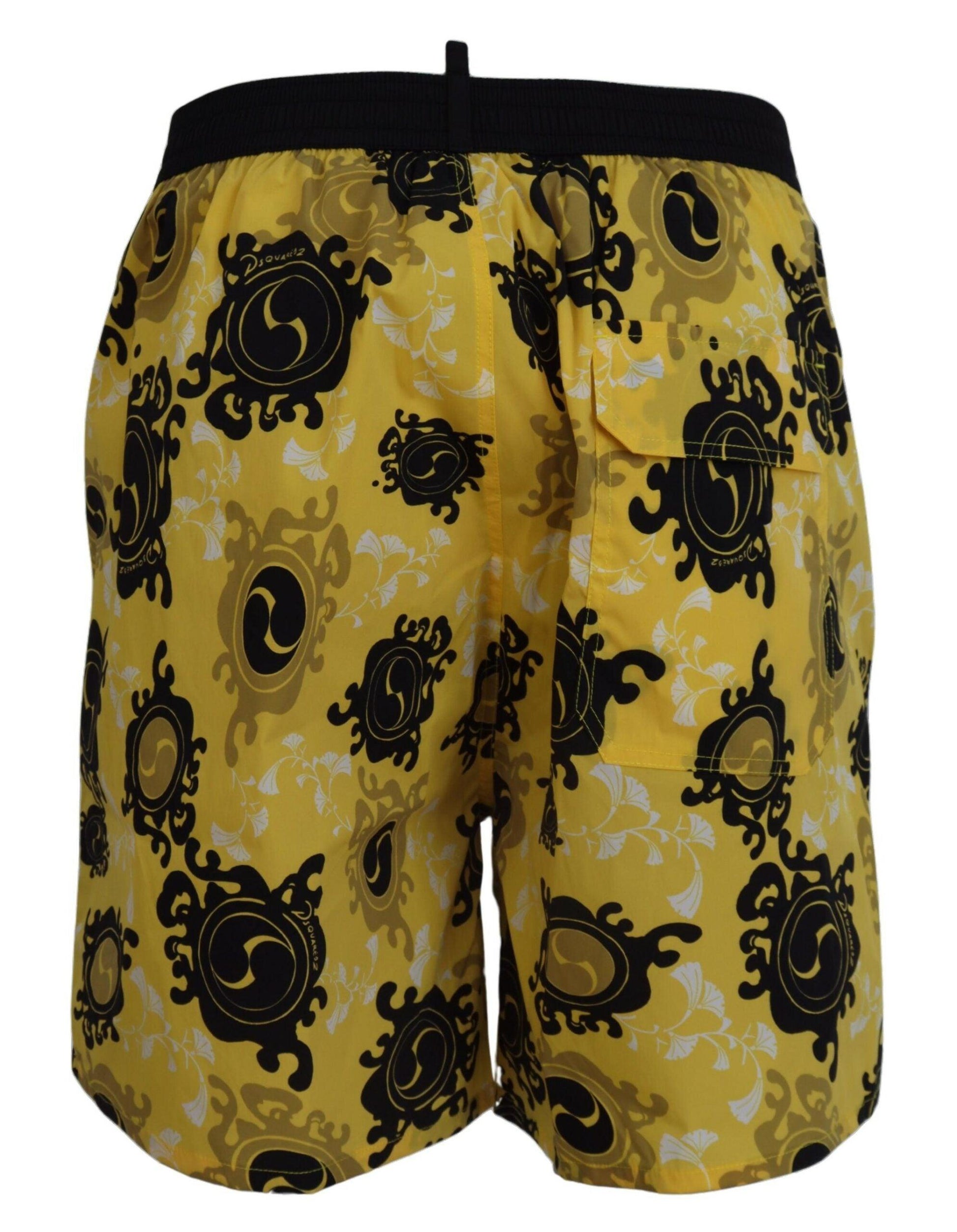 Dsquared² Yellow Block Print Swim Shorts Boxer - Arichezz.store