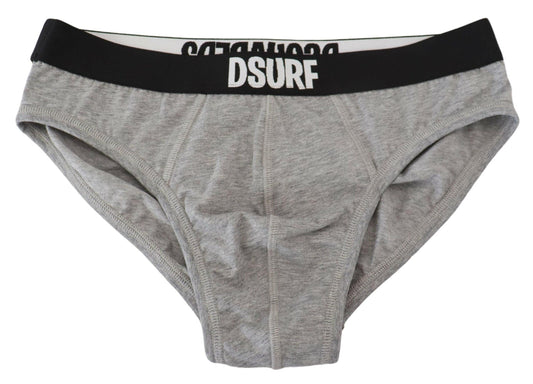 Dsquared² Elegant Gray Cotton Stretch Briefs - Arichezz.store