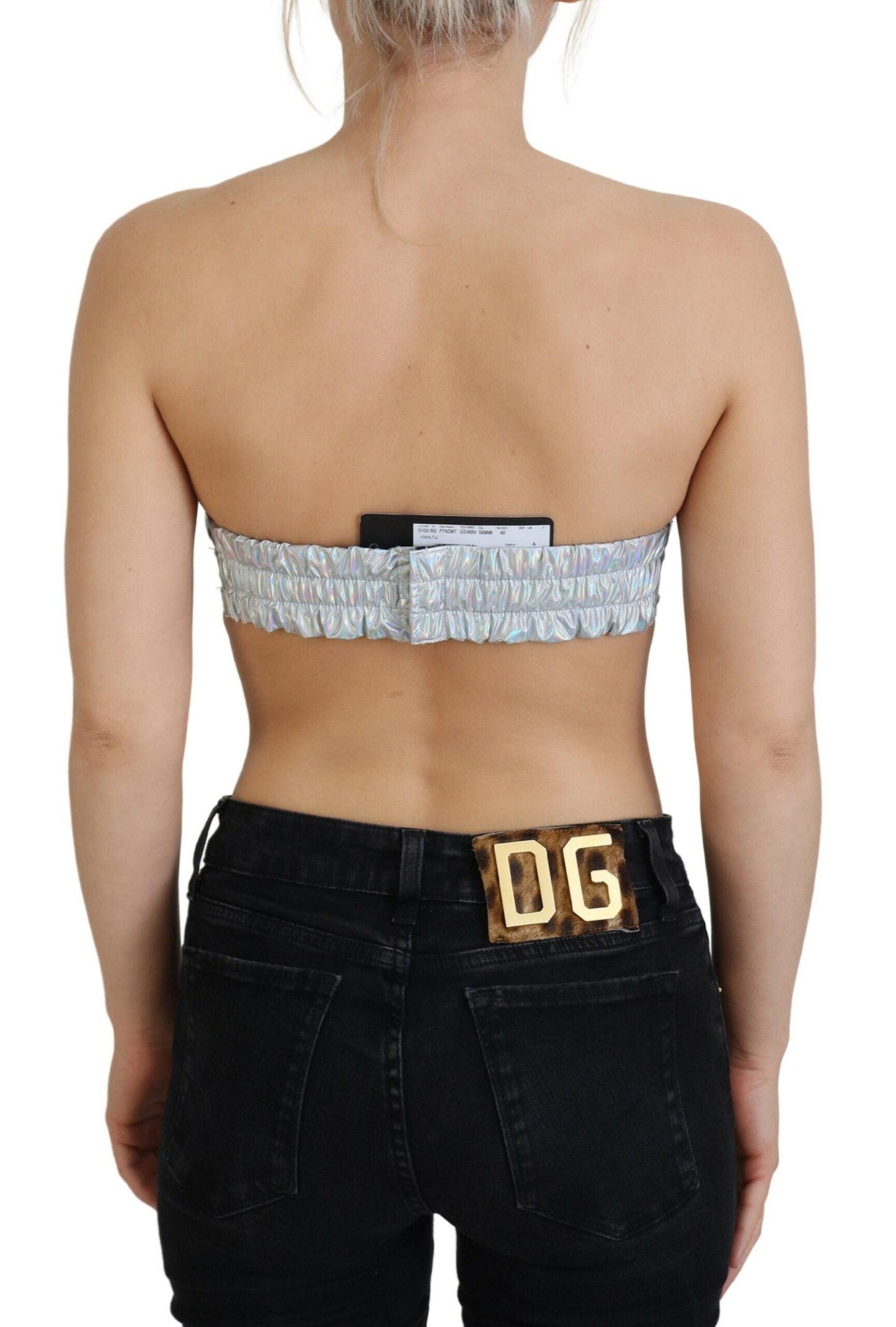 Dolce & Gabbana Silver Shimmer Bustier Top - Arichezz.store