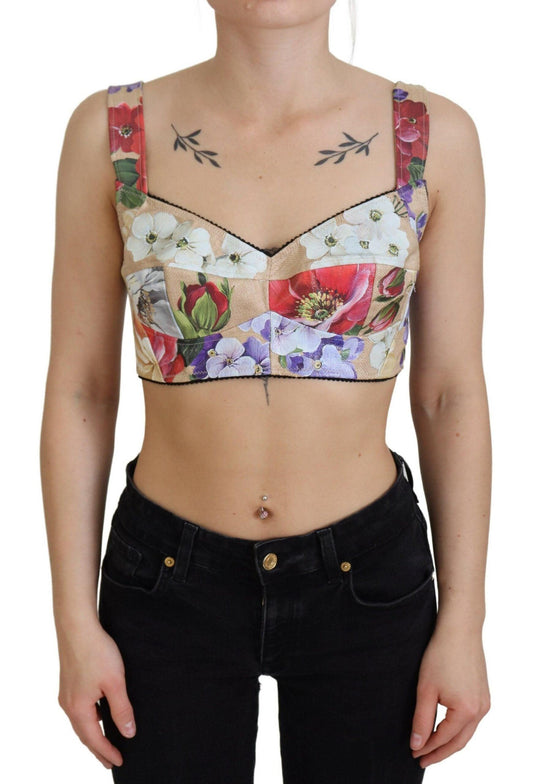 Dolce & Gabbana Floral Print Bustier Crop Top - Arichezz.store