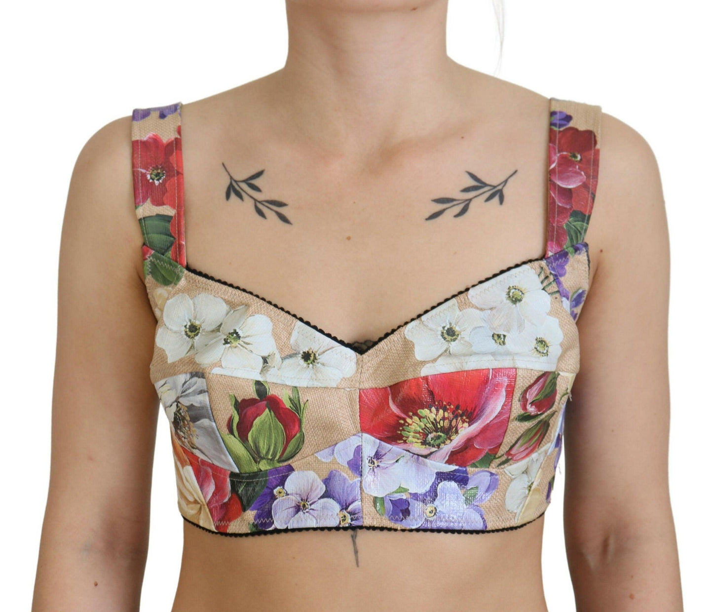 Dolce & Gabbana Floral Print Bustier Crop Top - Arichezz.store