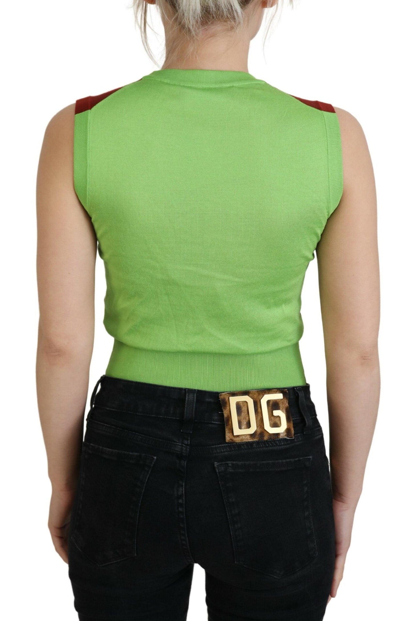 Dolce & Gabbana Elegant Silk Casual Top Red Green - Arichezz.store