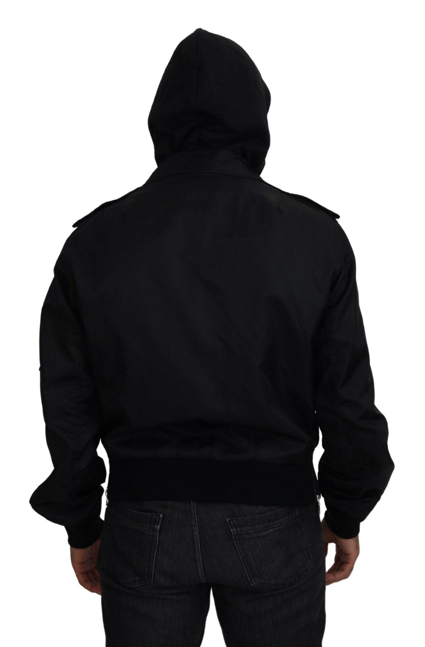 Dolce & Gabbana Sleek Black Hooded Bomber Jacket - Arichezz.store