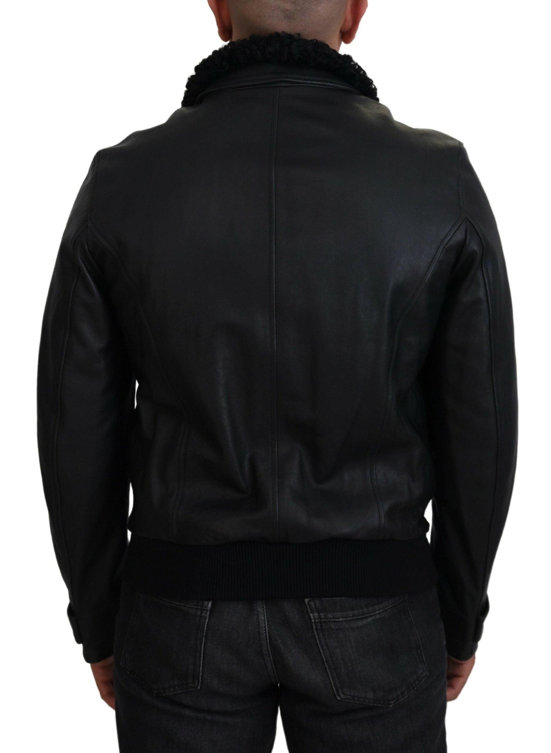 Dolce & Gabbana Chic Black Leather Silk-Lined Jacket - Arichezz.store