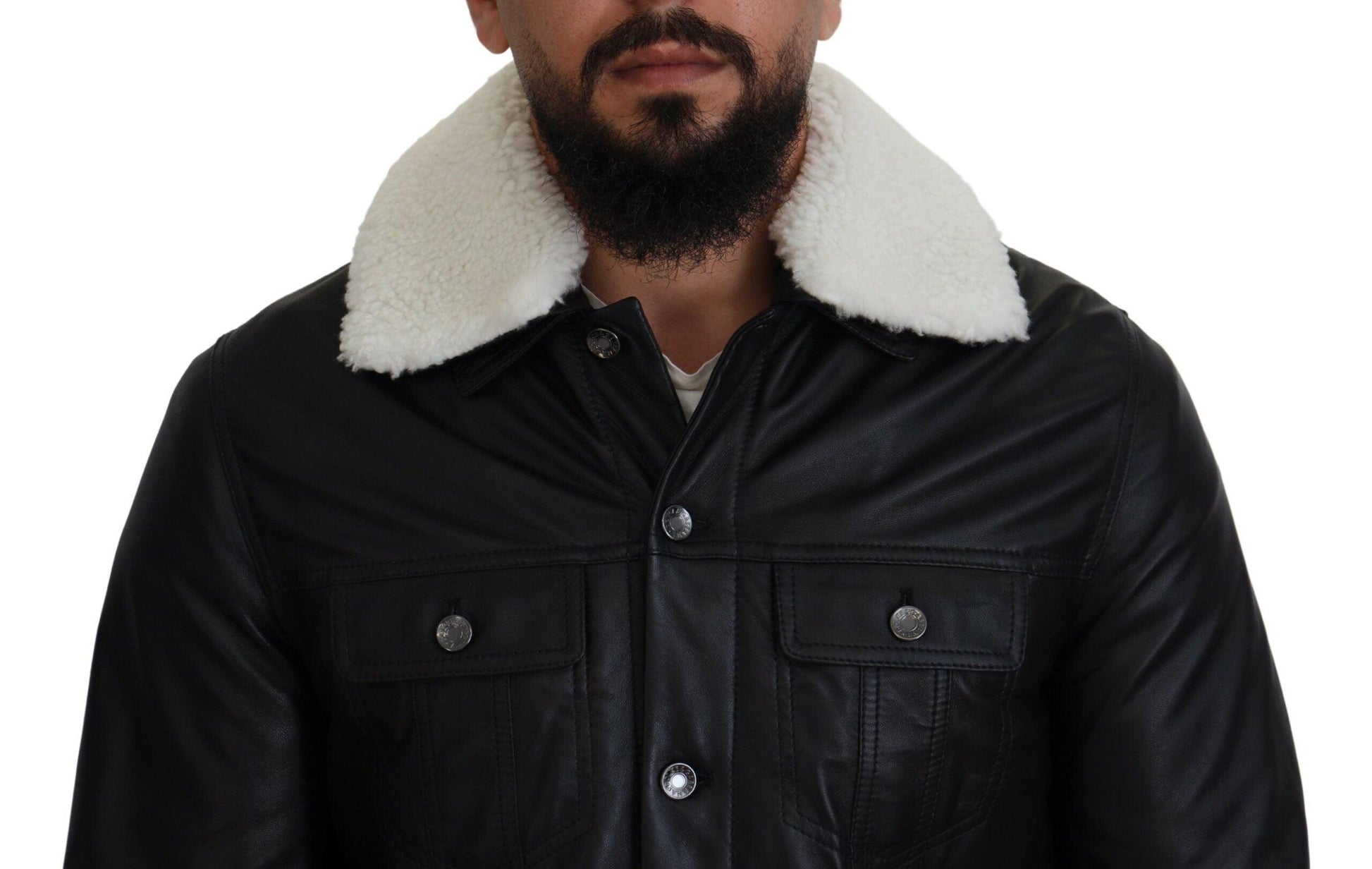 Dolce & Gabbana Elegant Black Leather Bomber Jacket - Arichezz.store