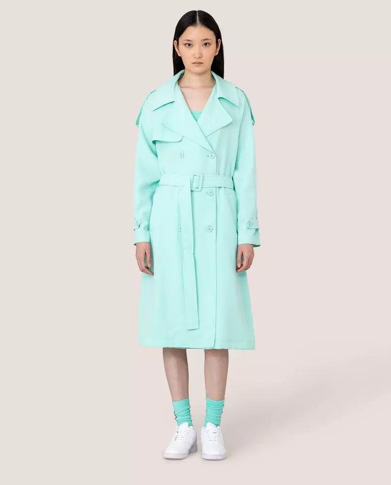 Hinnominate Elegant Light Blue Double-Breasted Trench Coat - Arichezz.store