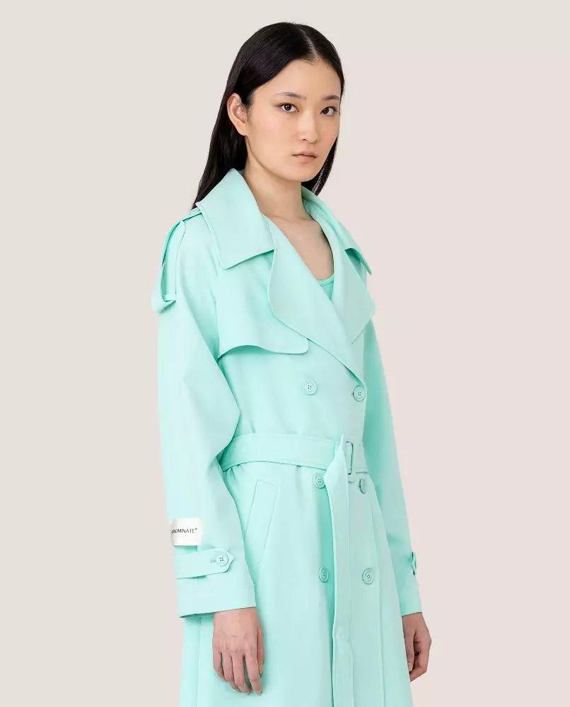 Hinnominate Elegant Light Blue Double-Breasted Trench Coat - Arichezz.store