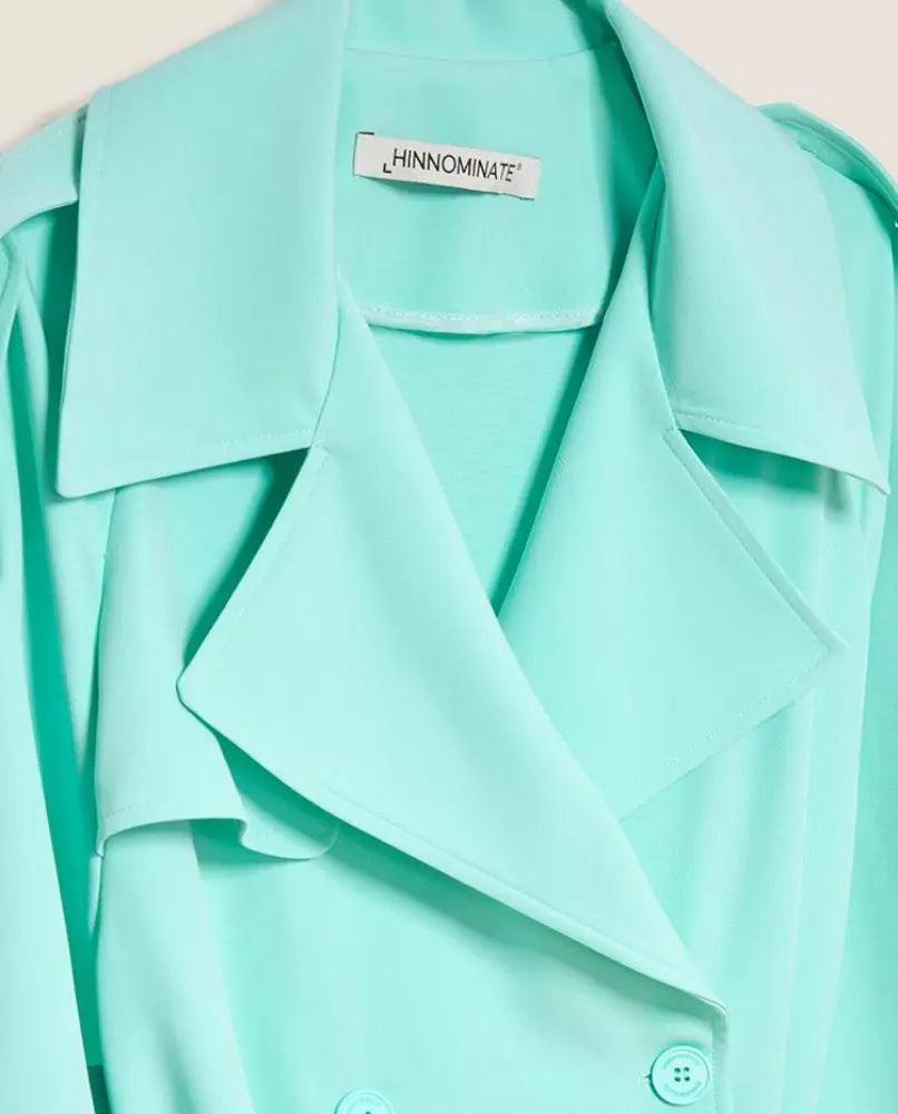 Hinnominate Elegant Light Blue Double-Breasted Trench Coat - Arichezz.store