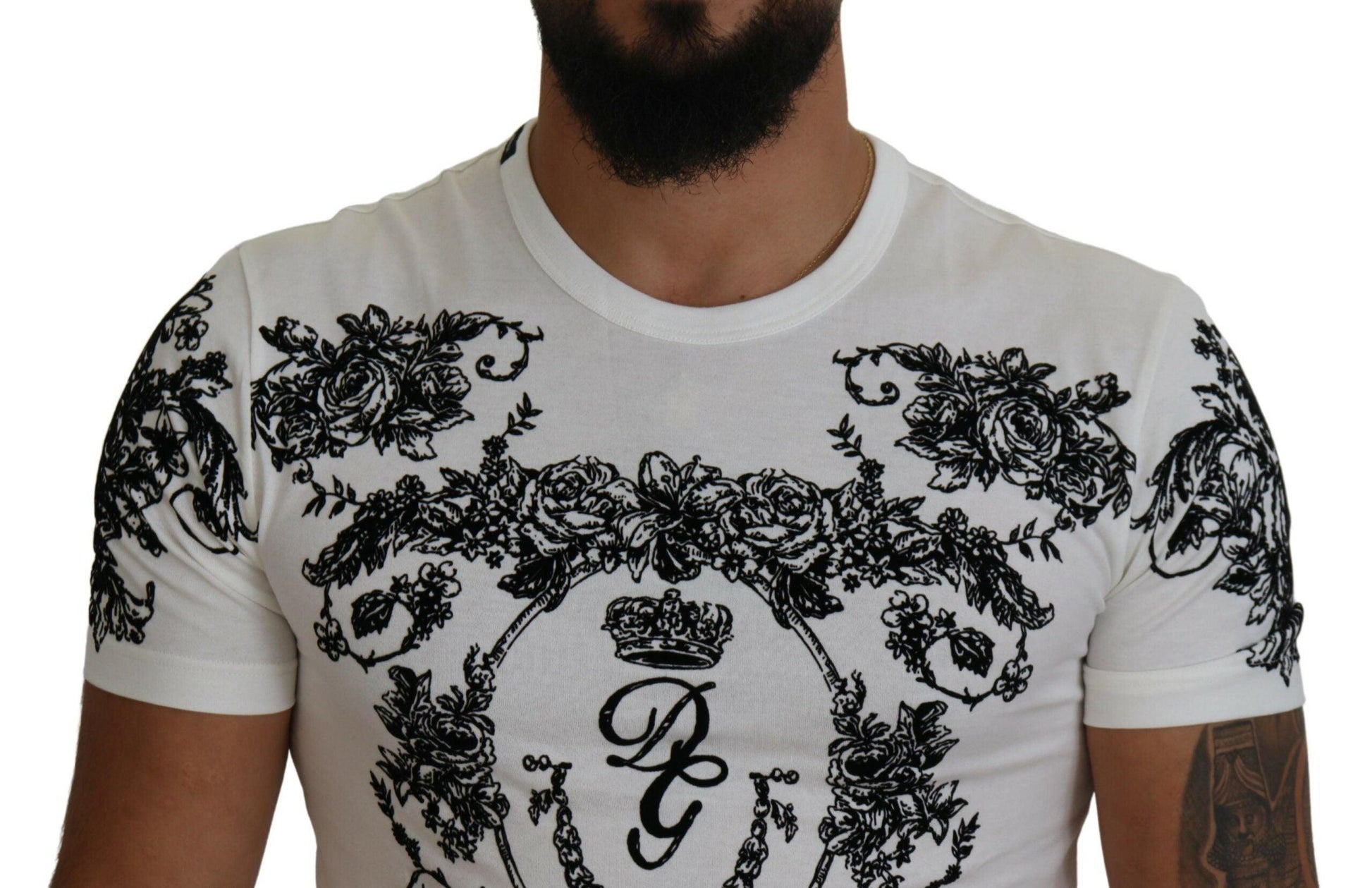 Dolce & Gabbana Elegant Floral Crown Tee - Arichezz.store