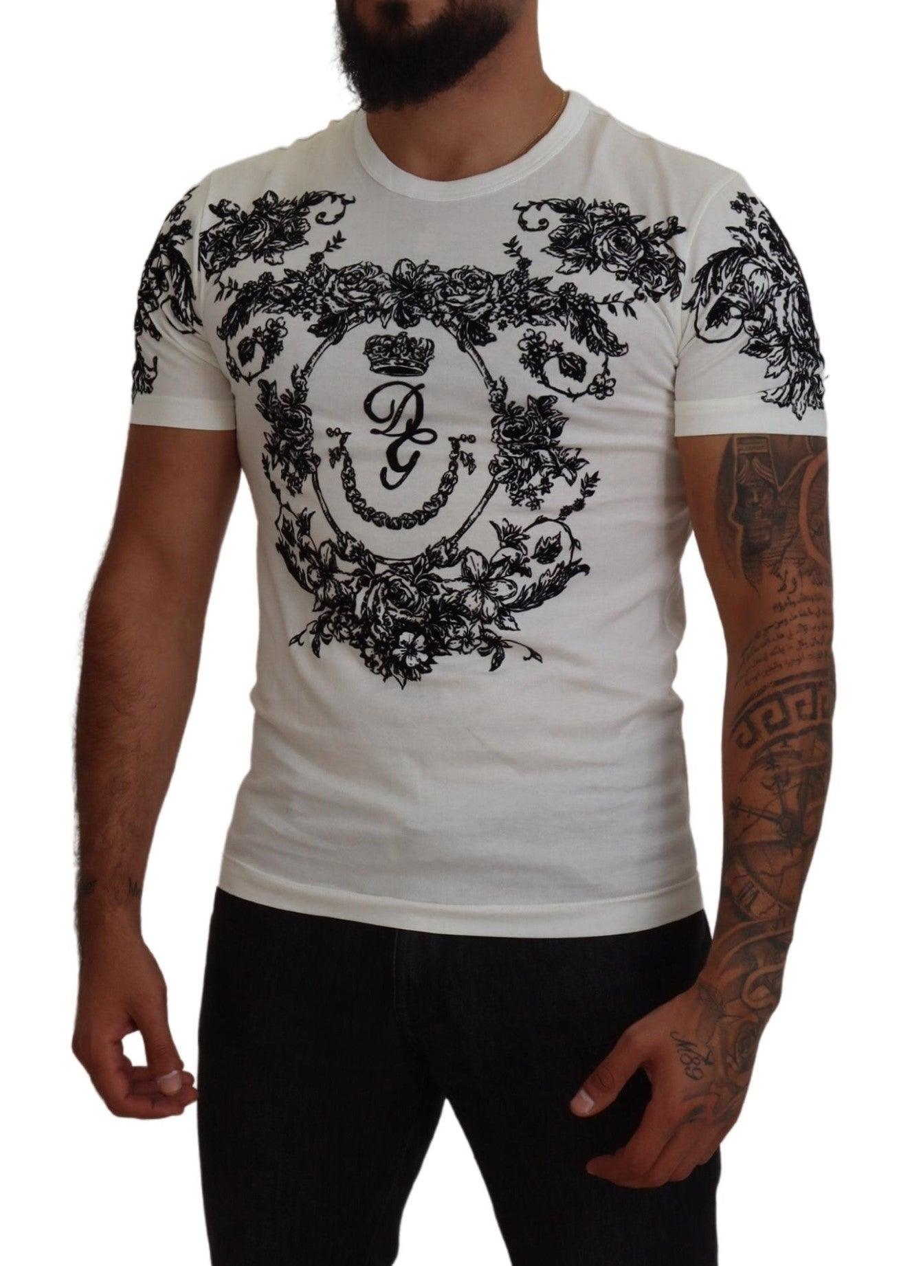 Dolce & Gabbana Elegant Floral Crown Tee - Arichezz.store