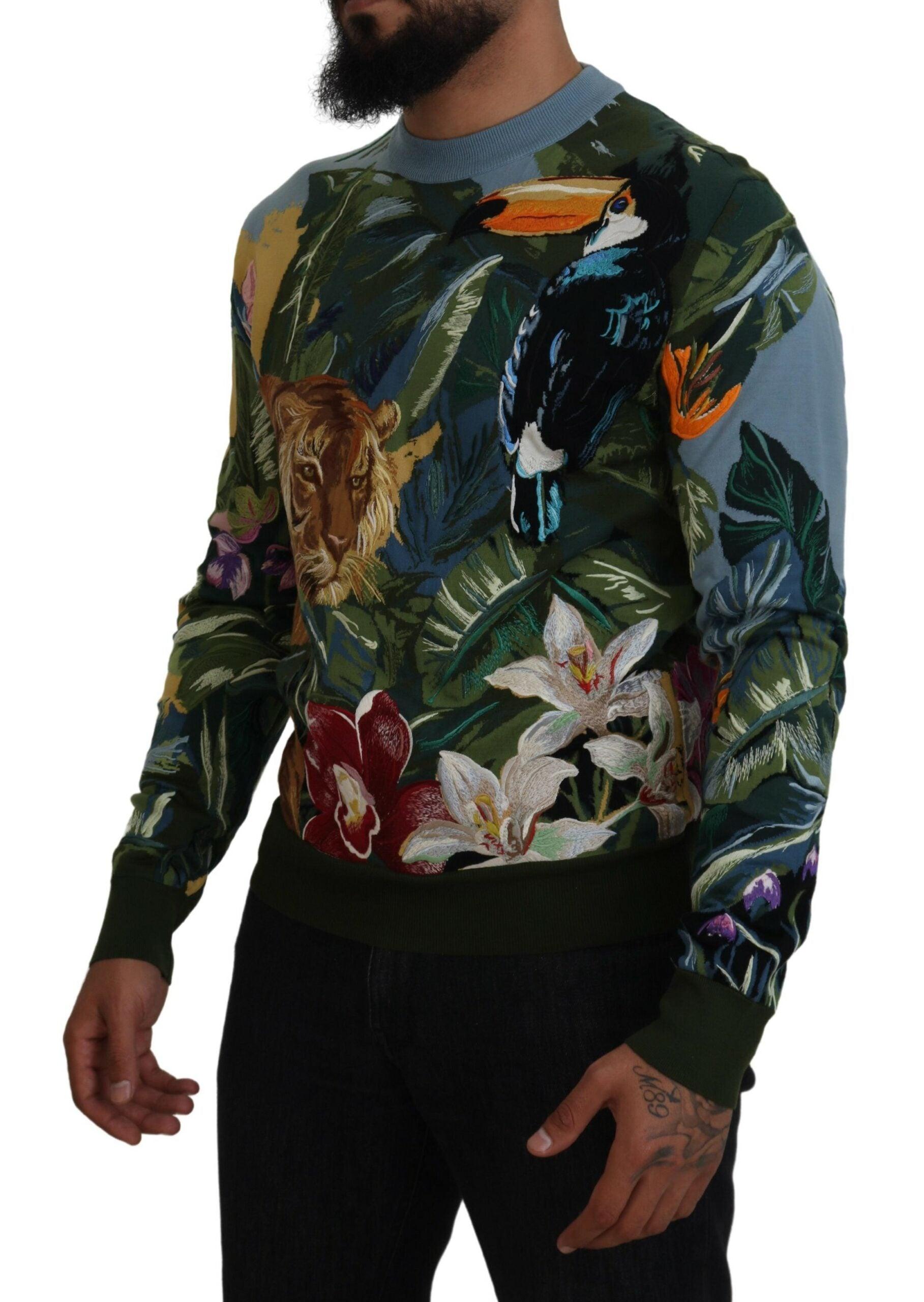 Dolce & Gabbana Jungle Embroidered Wool Silk Sweater - Arichezz.store