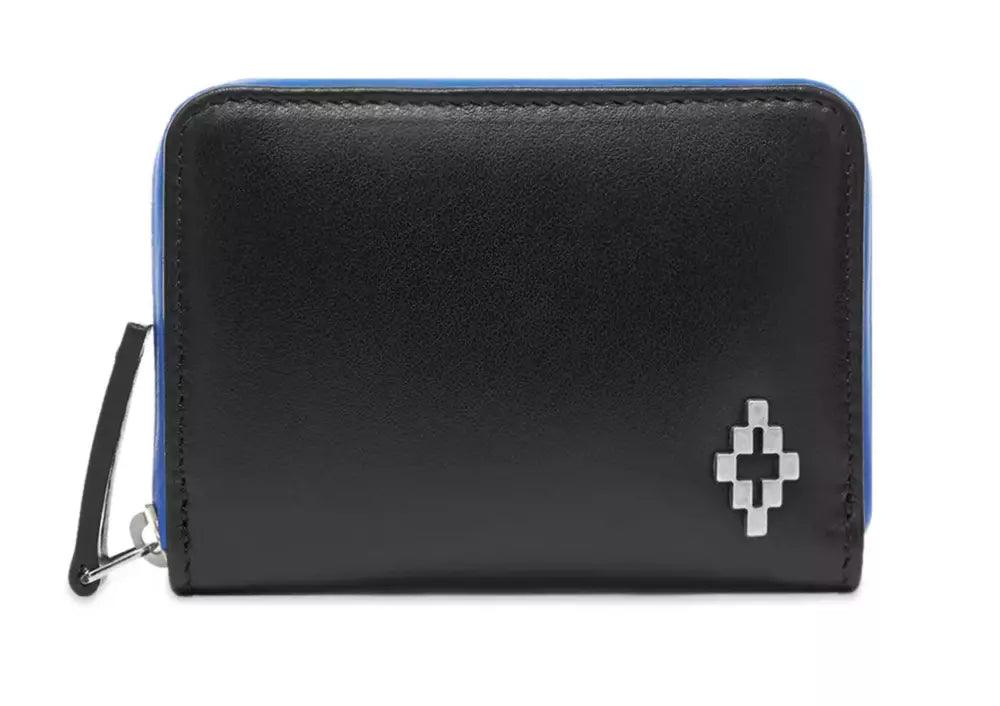 Marcelo Burlon Sleek Black Leather Card Holder with Blue Accents - Arichezz.store