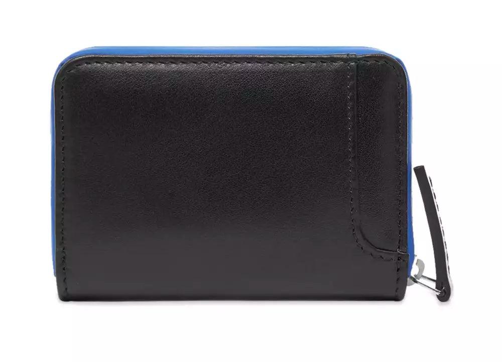 Marcelo Burlon Sleek Black Leather Card Holder with Blue Accents - Arichezz.store