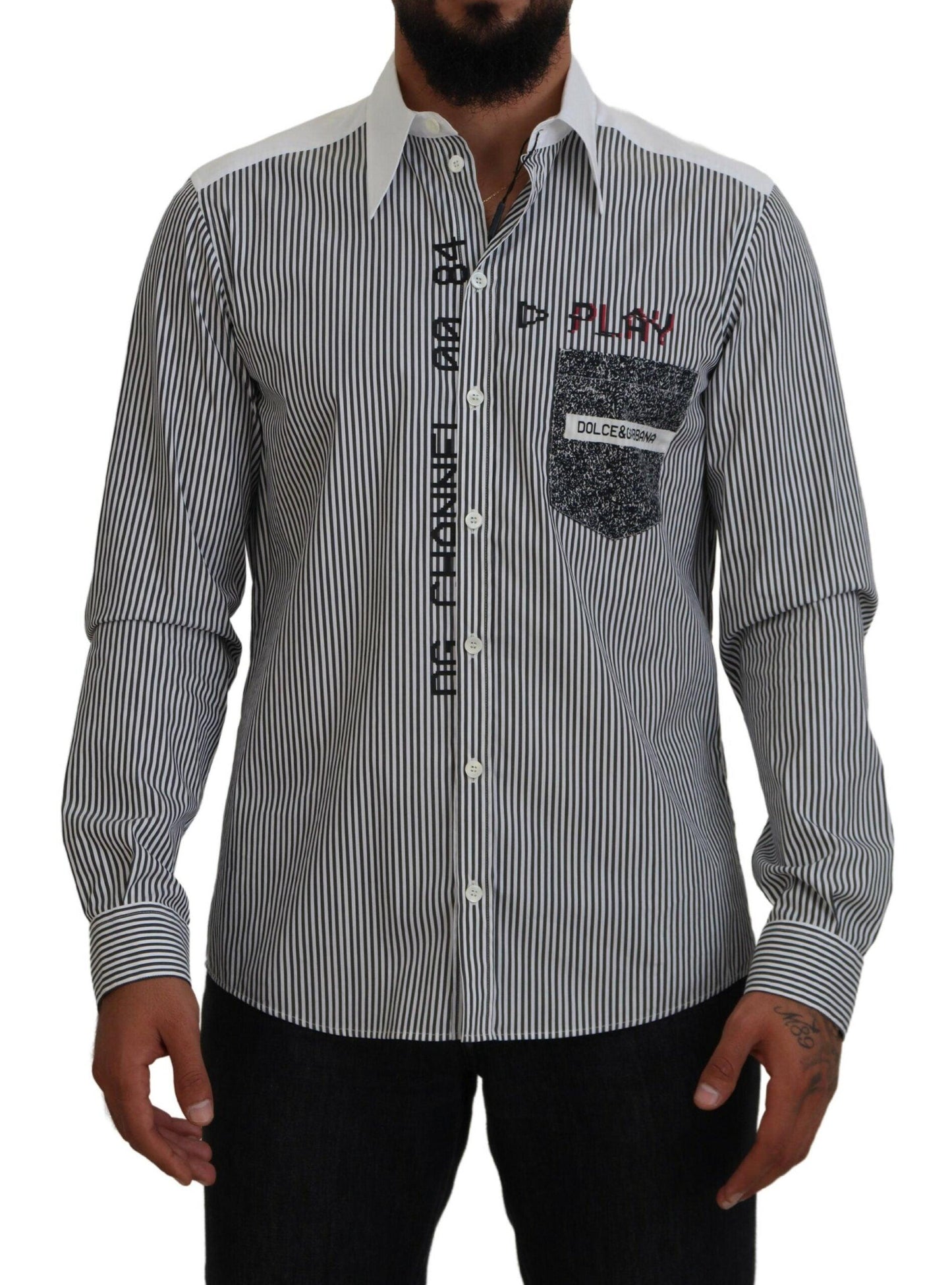 Dolce & Gabbana Classic Black and White Striped Button-Down Shirt - Arichezz.store