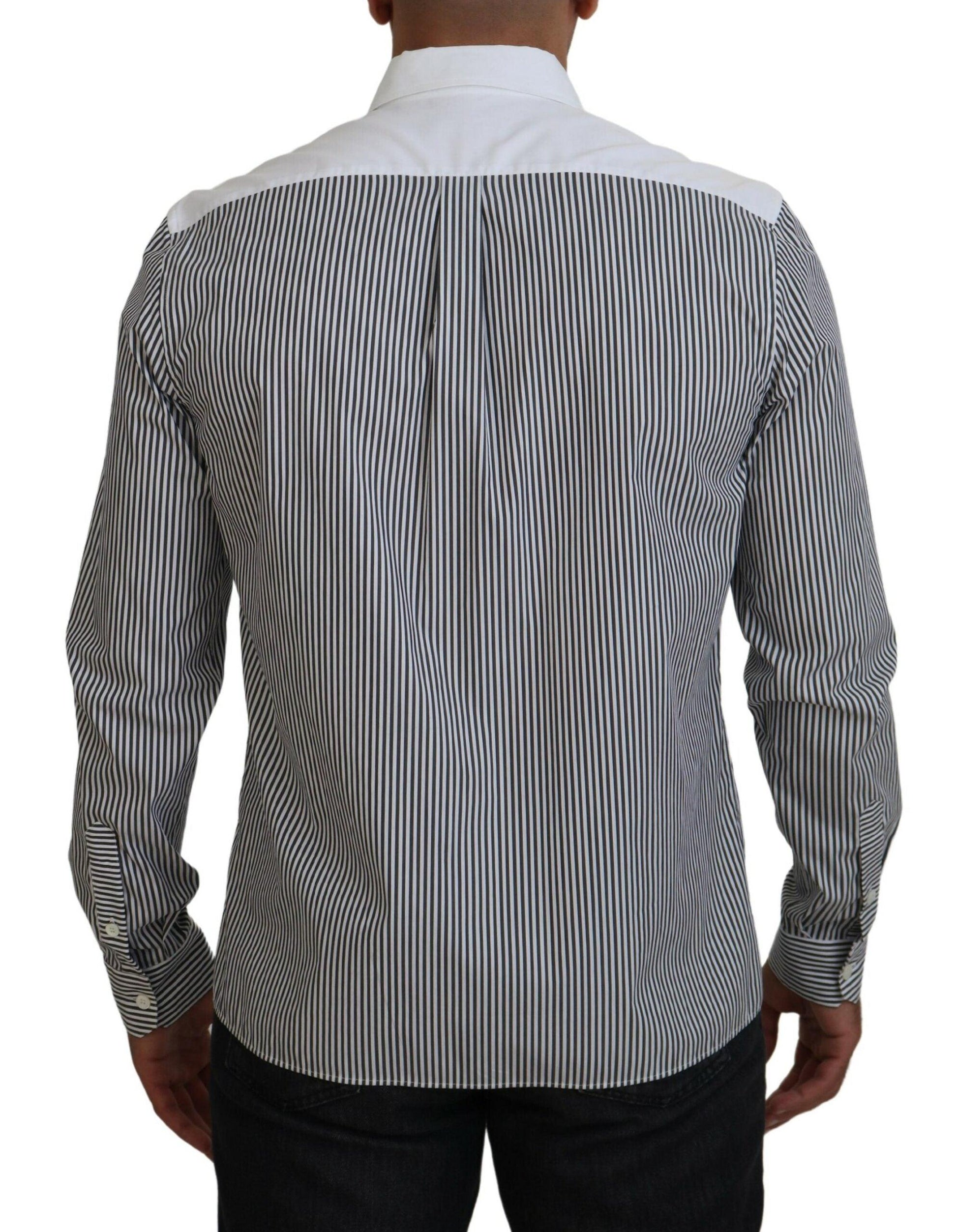 Dolce & Gabbana Classic Black and White Striped Button-Down Shirt - Arichezz.store