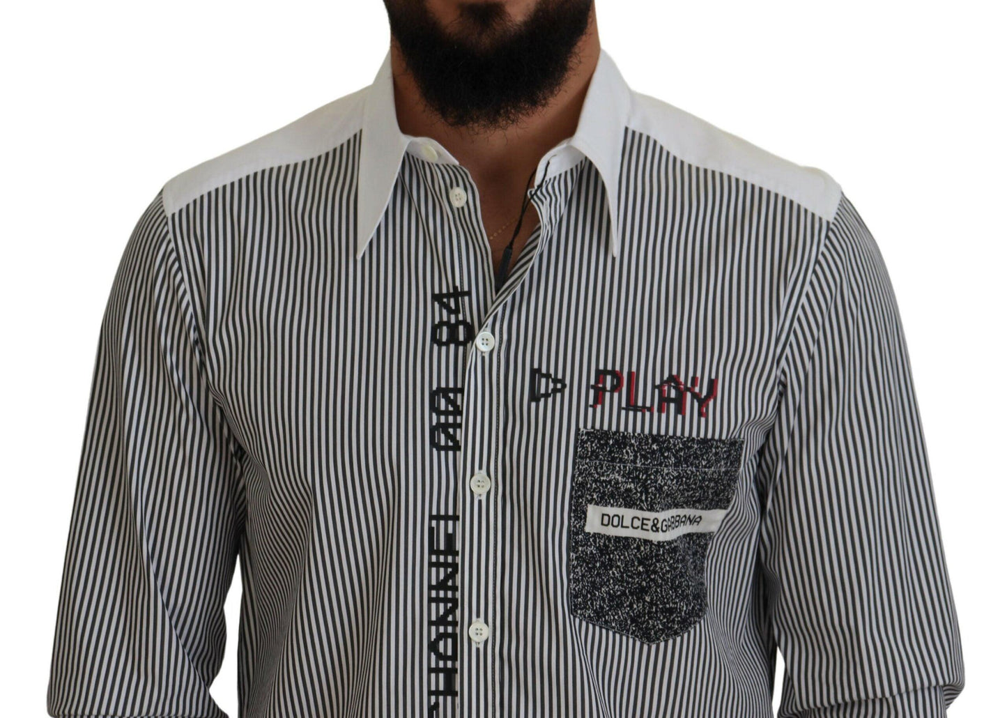 Dolce & Gabbana Classic Black and White Striped Button-Down Shirt - Arichezz.store